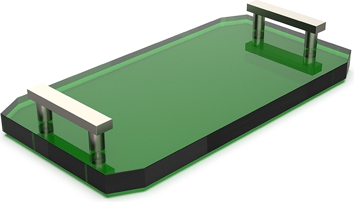 Taca łazienkowa Kristall ciemnozielona z niklowanymi uchwytami