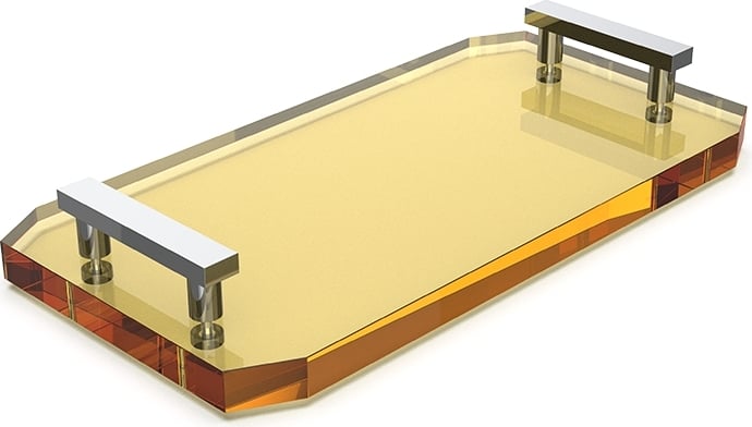 Taca łazienkowa Kristall bursztynowa z chromowanymi uchwytami