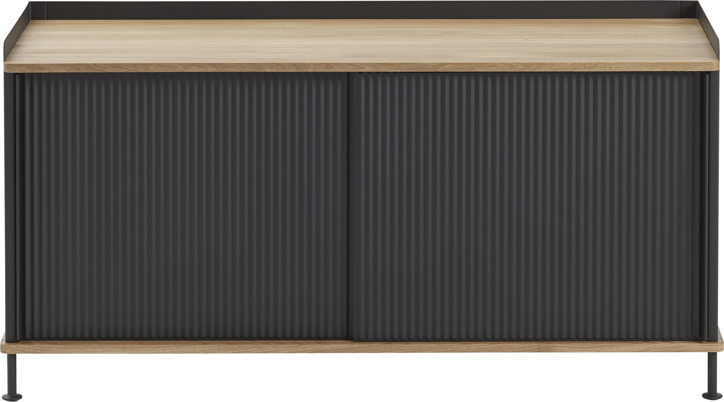 Szafka Enfold 124 cm czarna z dębowym blatem