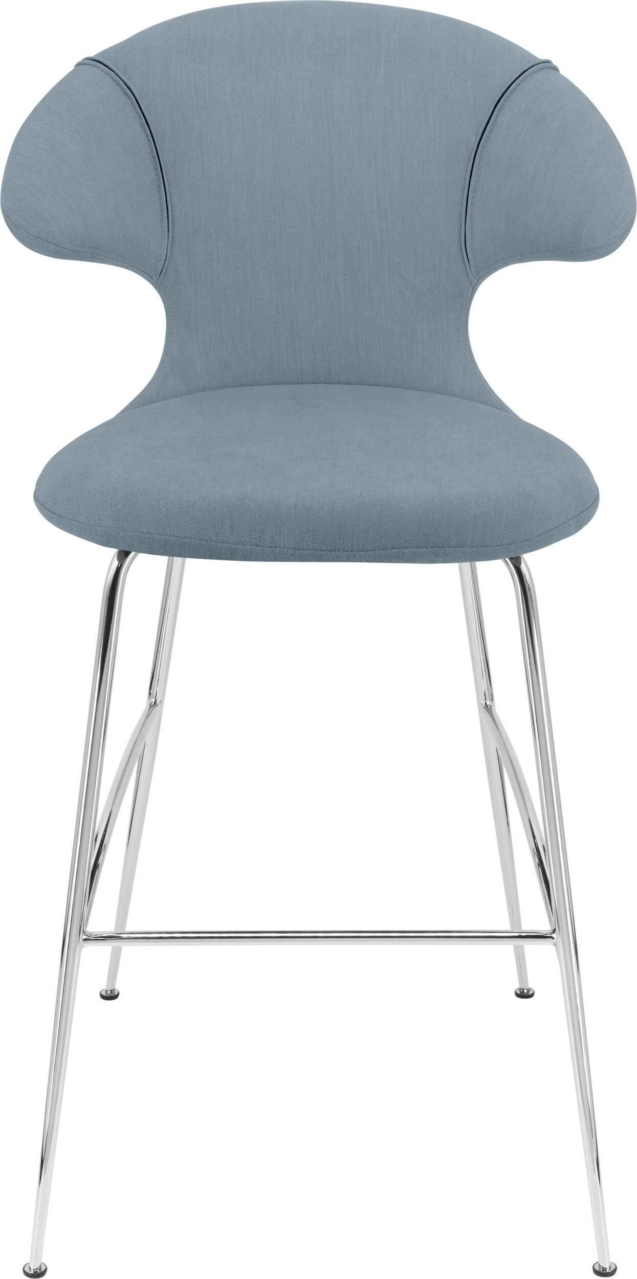 Krzesło barowe Time Flies błękitne na chromowanych nogach
