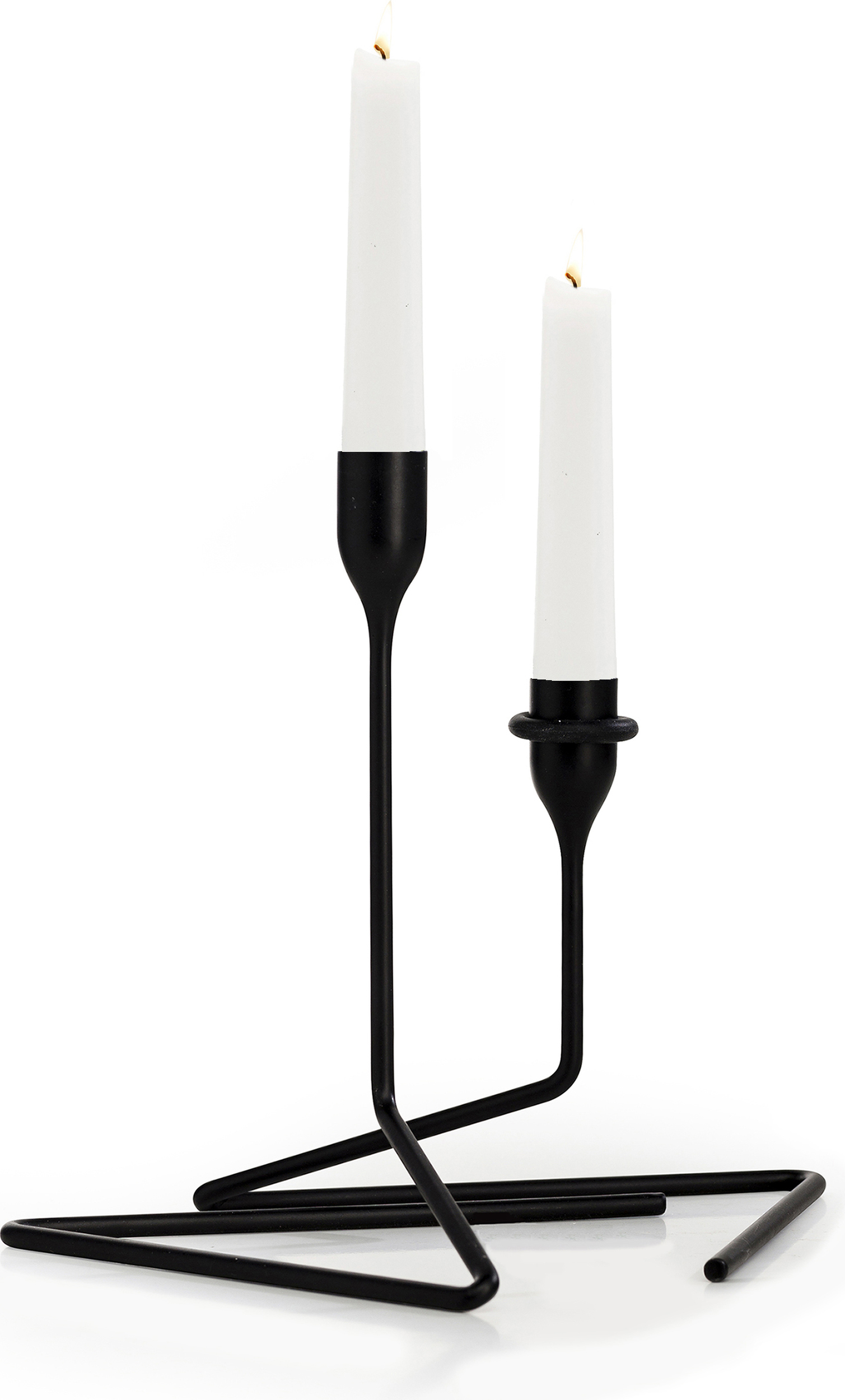 Świeczniki na klasyczne świece Puzzle czarne 2 szt.