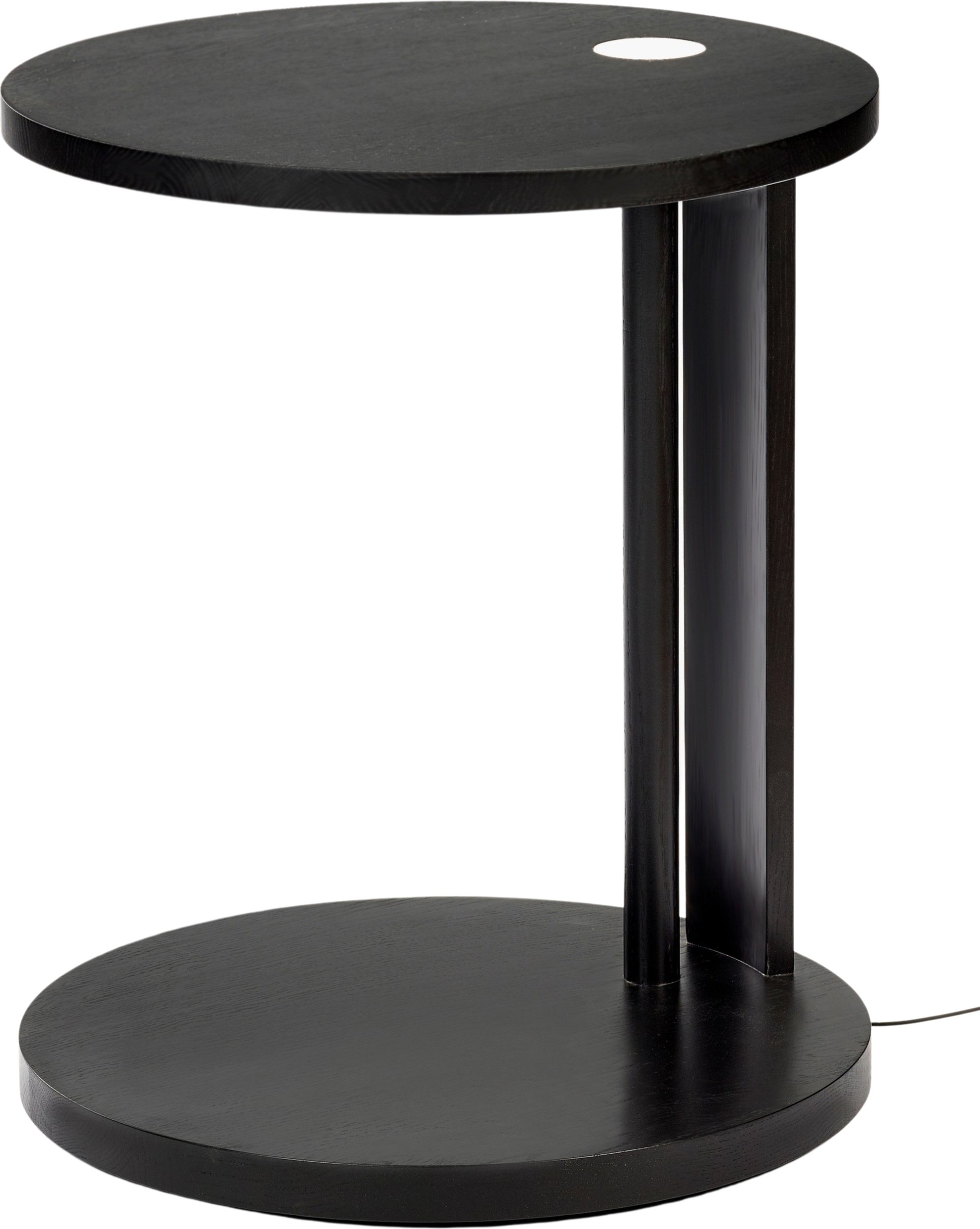 Stolik boczny z wbudowanym oświetleniem LED Aura 62 cm czarny drewno bukowe