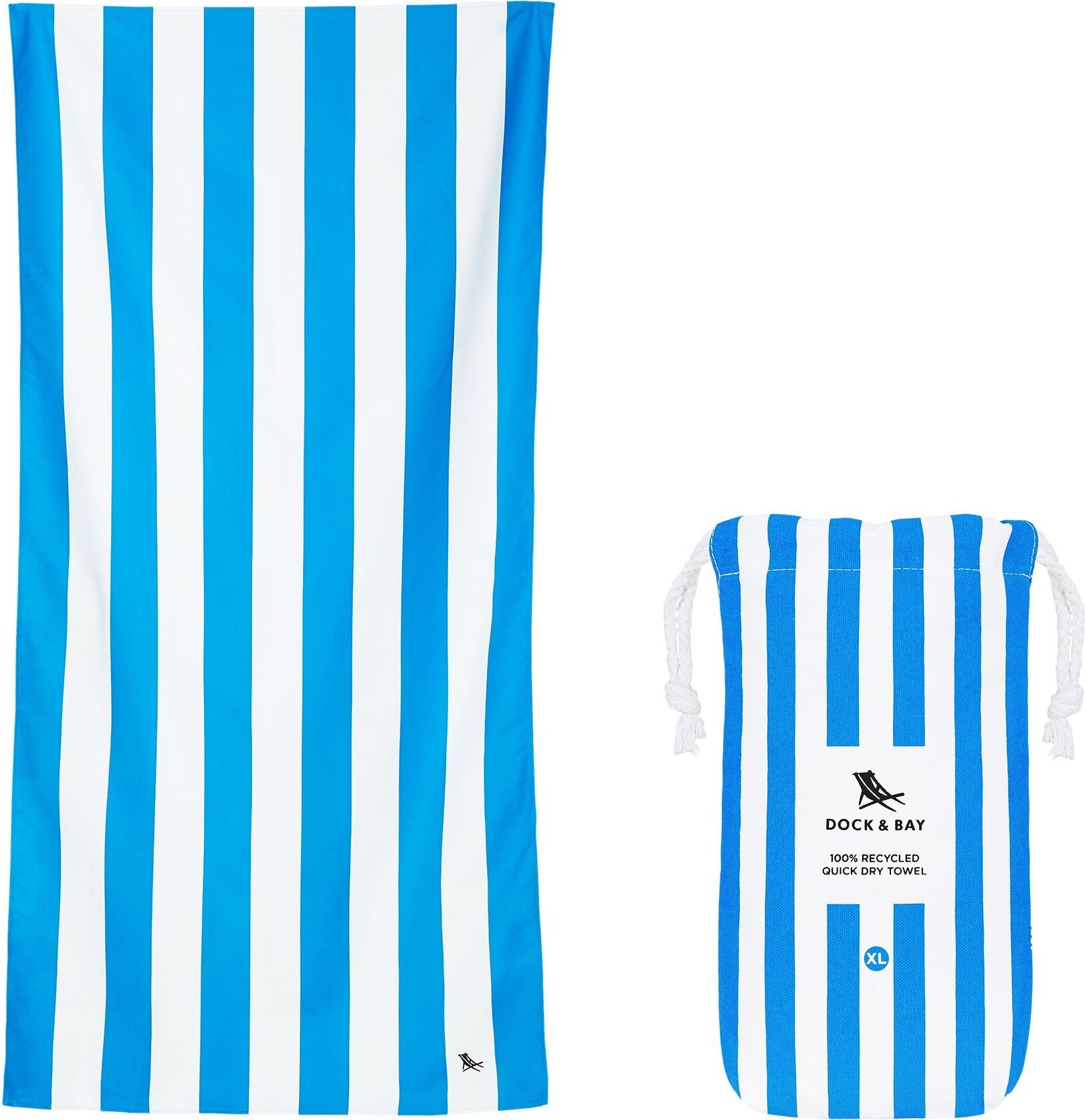 Ręcznik plażowy szybkoschnący Dock & Bay 90 x 200 cm niebieski