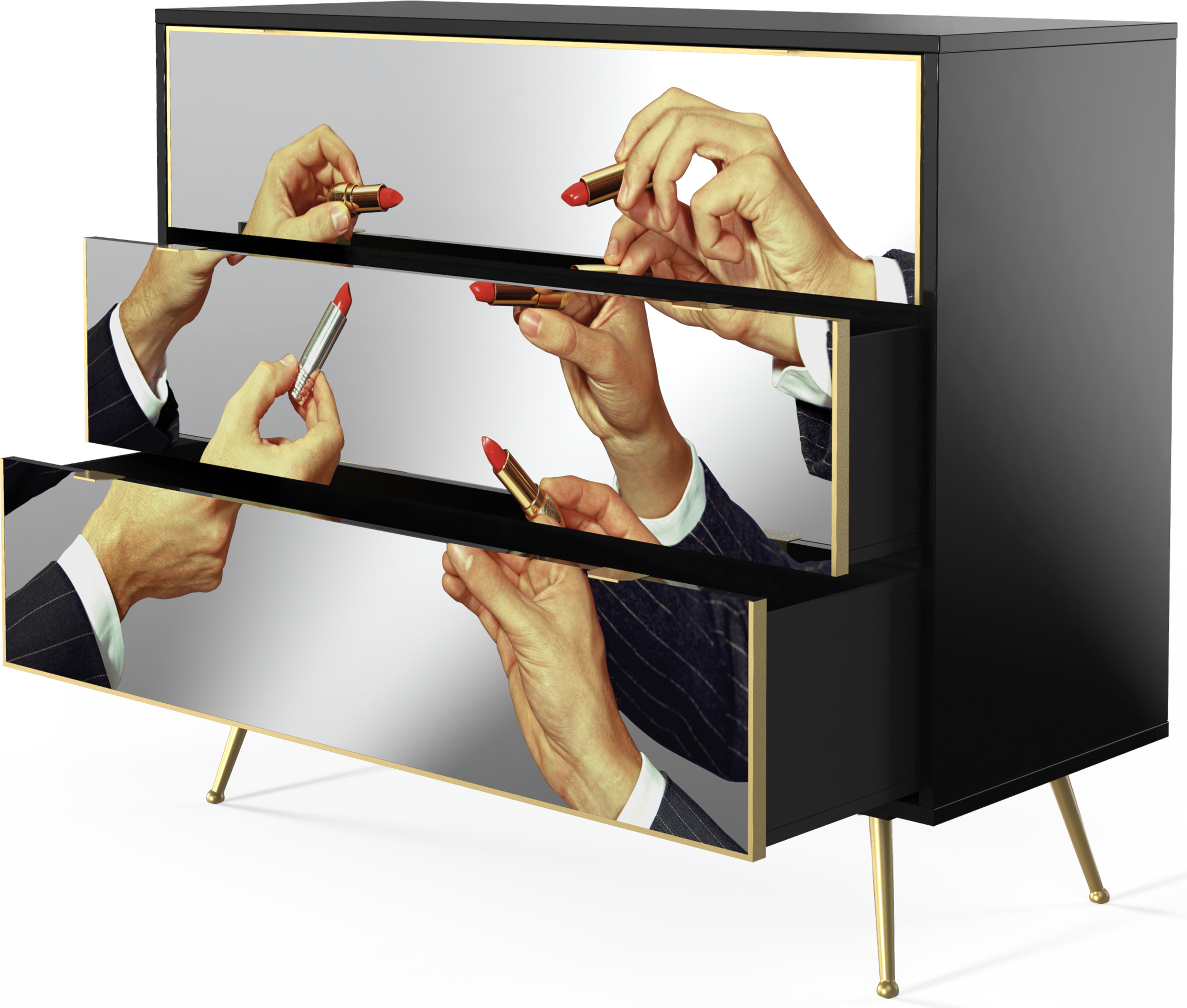 Szafka Toiletpaper Lipsticks Black z 3 szufladami