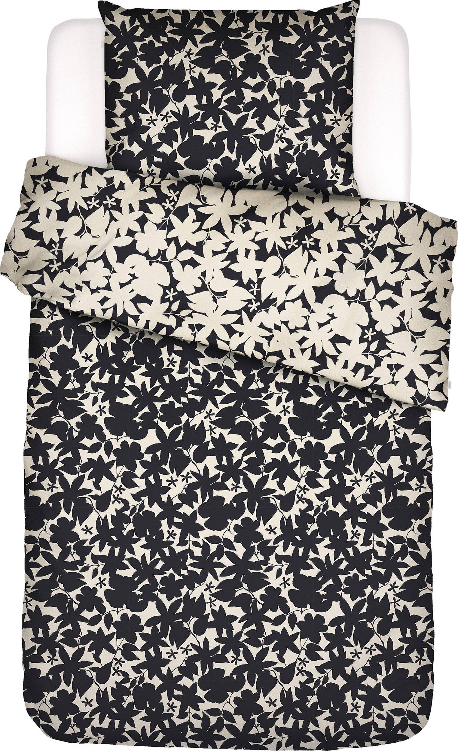 Pościel Imara 140 x 220 cm czarno-biała z poszewką na poduszkę 60 x 70 cm zapięcie flap