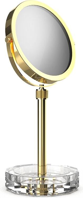 Lusterko kosmetyczne Kristall złote z przezroczystą podstawką