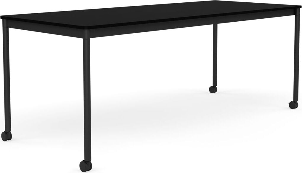 Stół na kółkach Base 80 x 190 cm czarny laminowany ABS nogi czarne