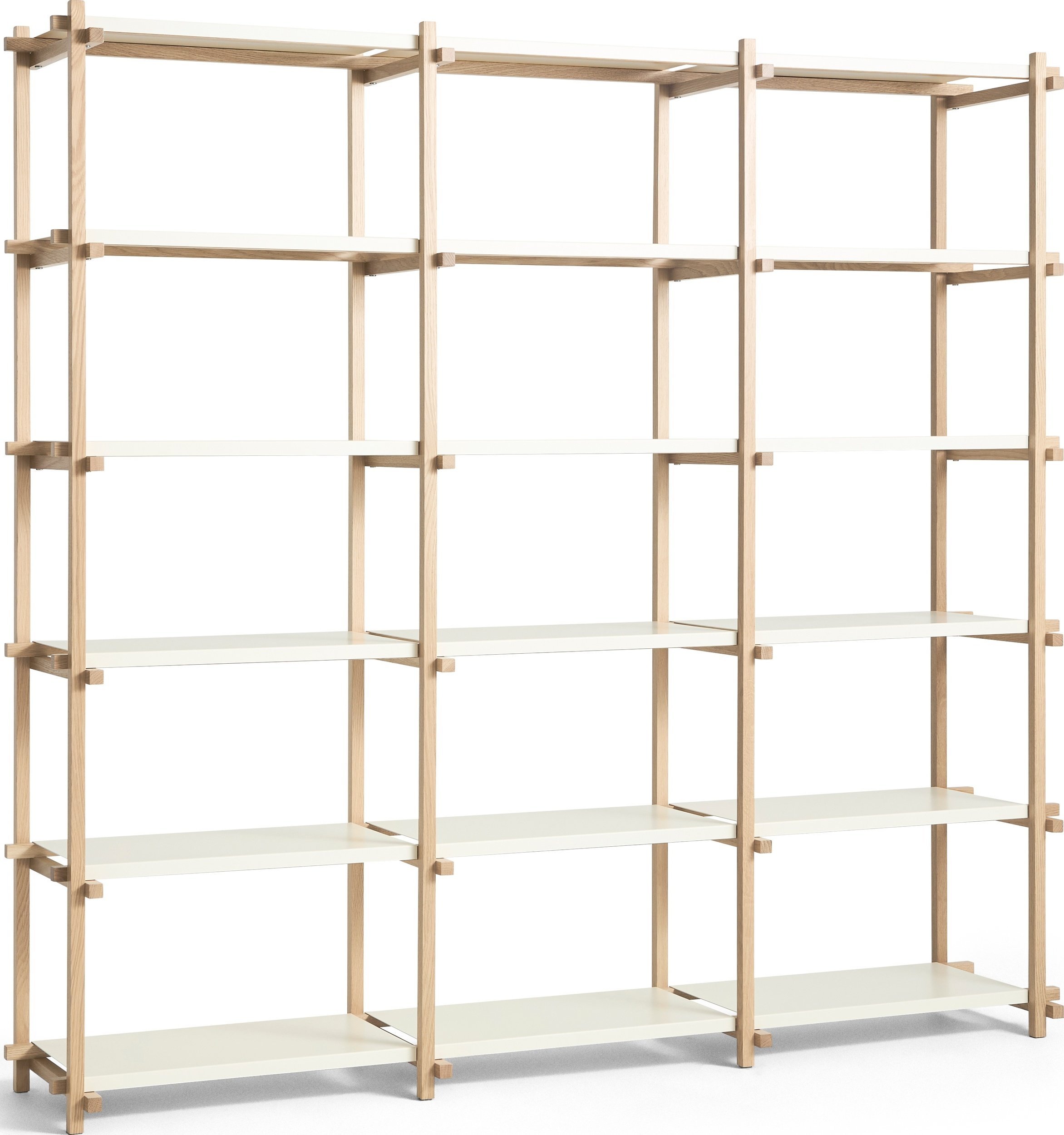 Regał Woody potrójny 196,5 cm biały dębowa rama