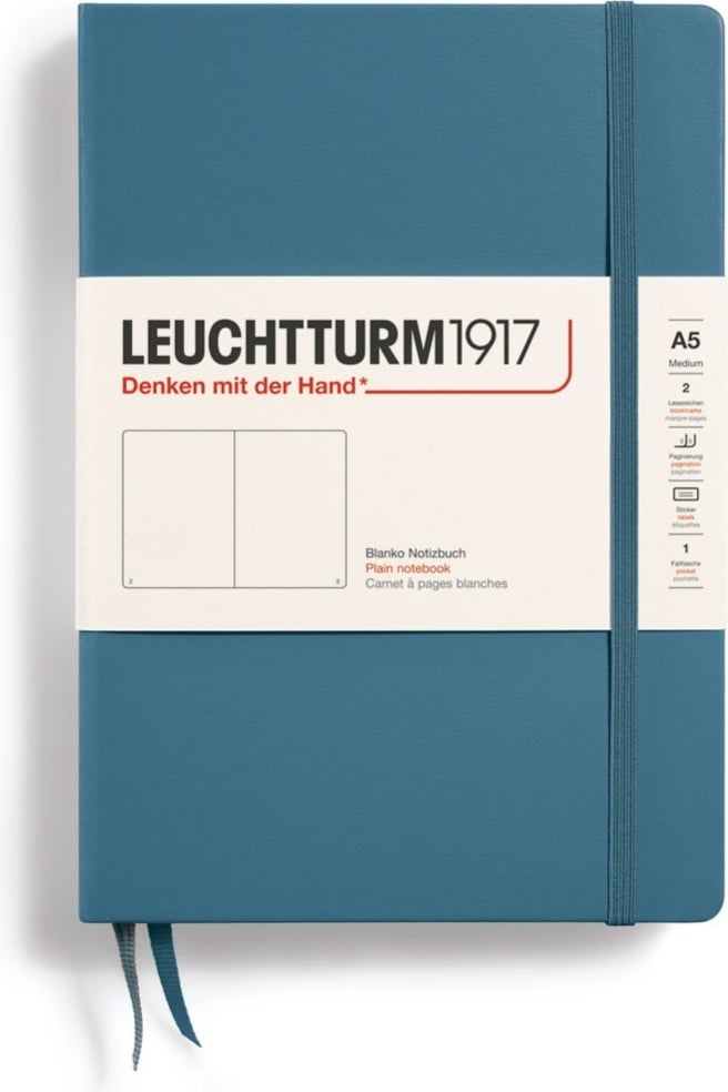 Notes gładki w twardej oprawie Leuchtturm 1917 A5 251 stron szaroniebieski 80 g/m²