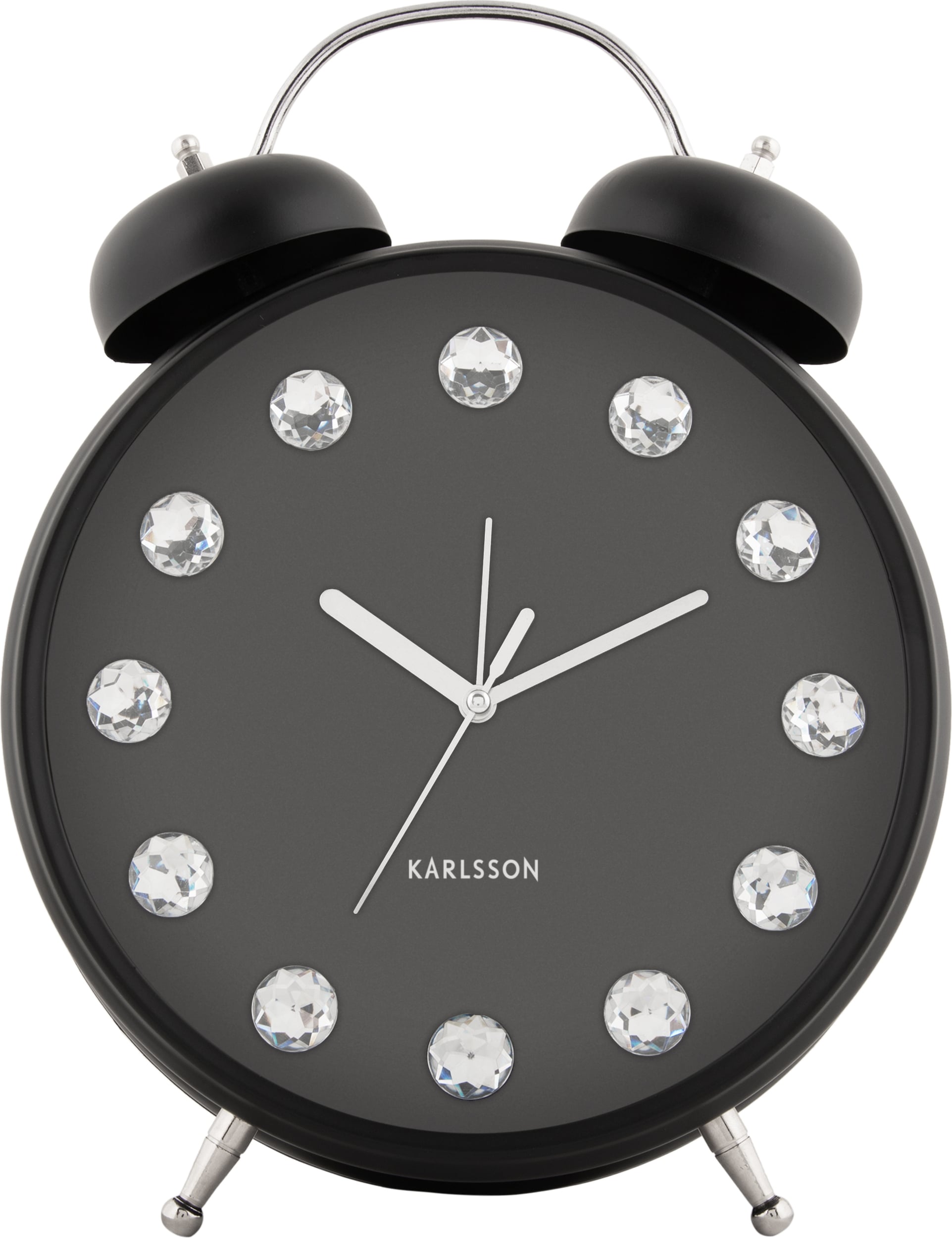 Budzik Glam Diamonds 30,5 cm czarny