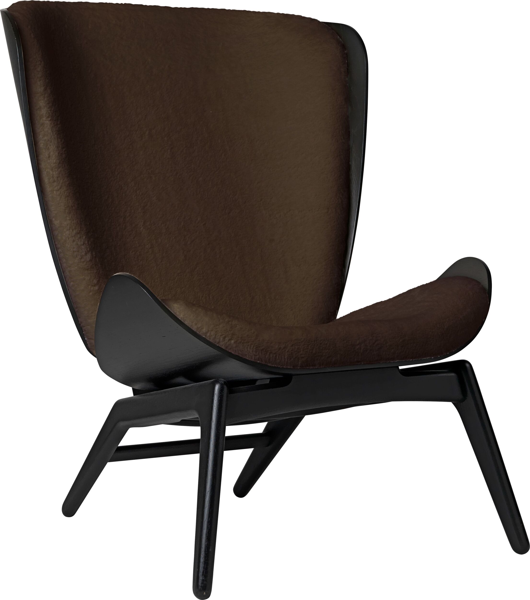 Fotel The Reader Teddy brązowy na czarnych dębowych nogach