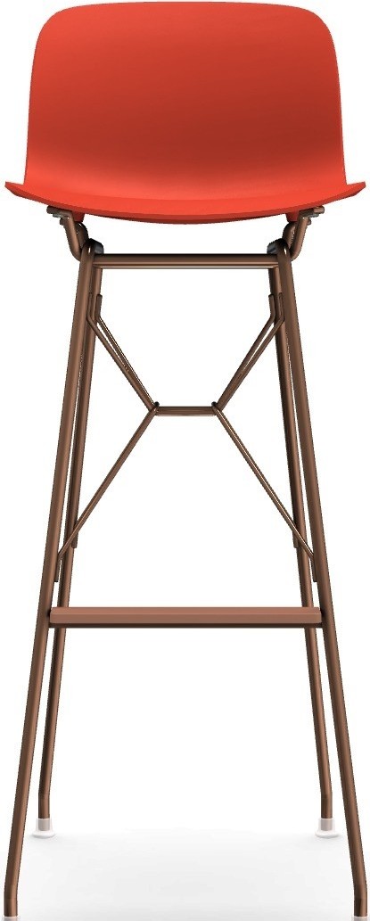 Stołek barowy Troy Wireframe koralowy z miedzianą ramą