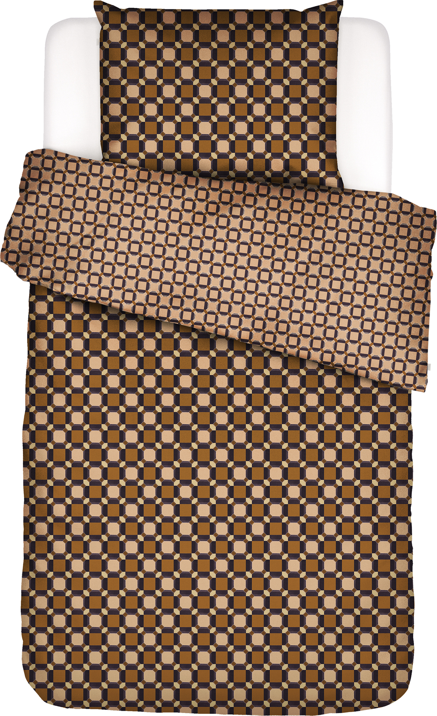 Pościel Teades 135 x 200 cm brązowa z bawełny satynowej z poszewką na poduszkę 60 x 80 cm zapięcie suwak