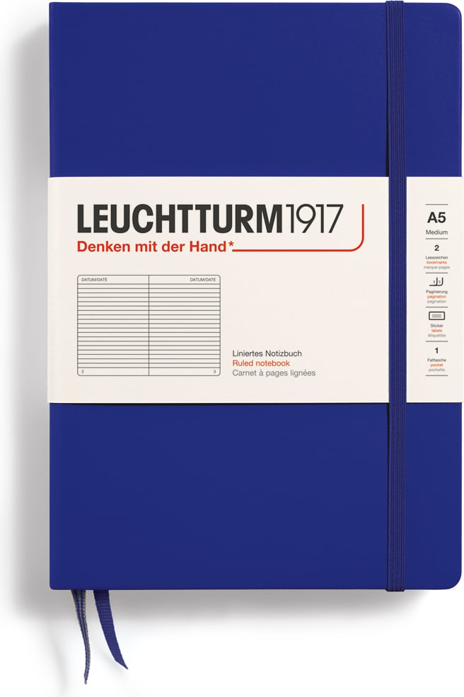 Notes w linię w twardej oprawie Leuchtturm 1917 A5 251 stron ciemnoniebieski 80 g/m²