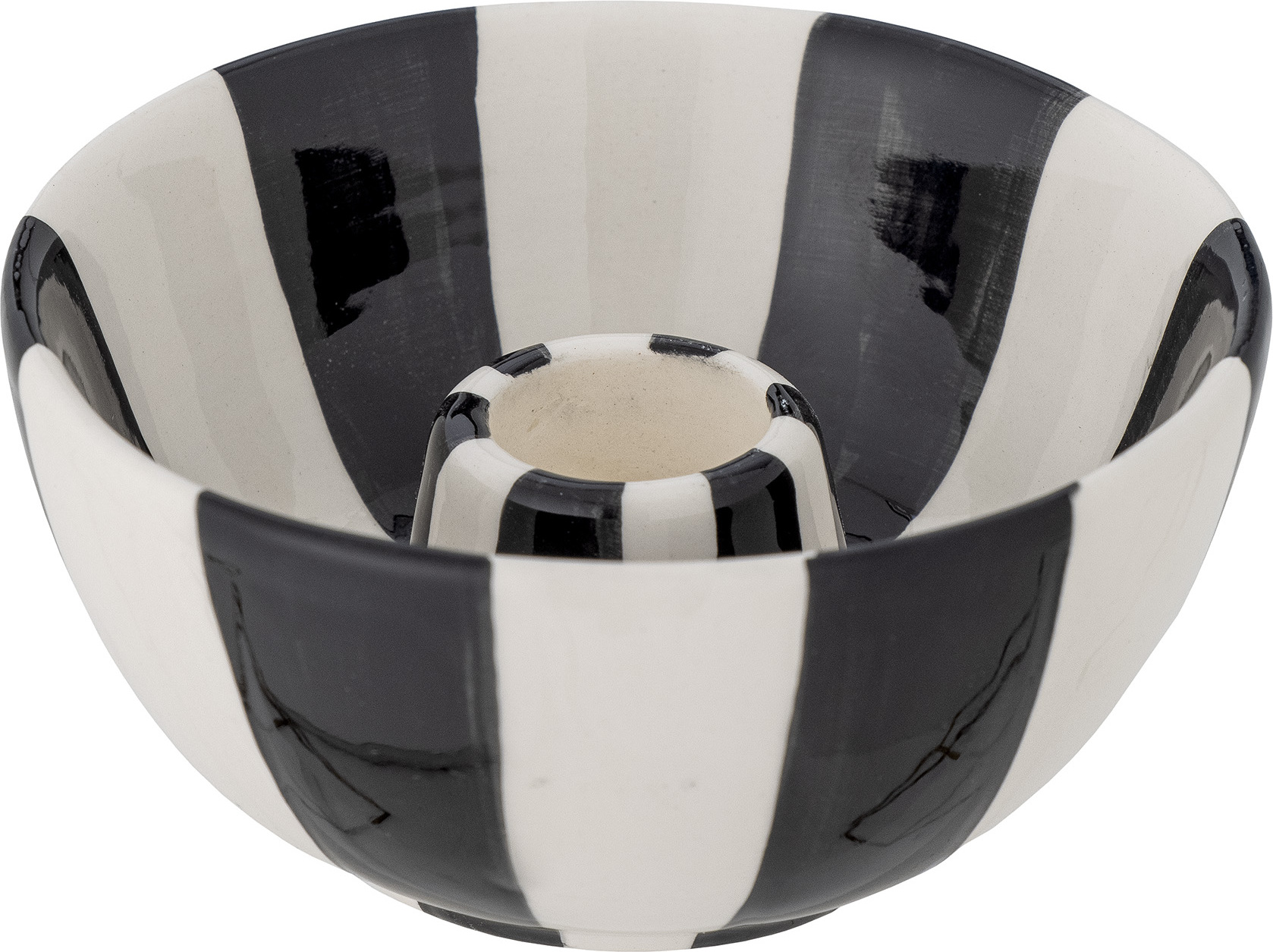 Świecznik na klasyczną świecę Eja biało-czarny