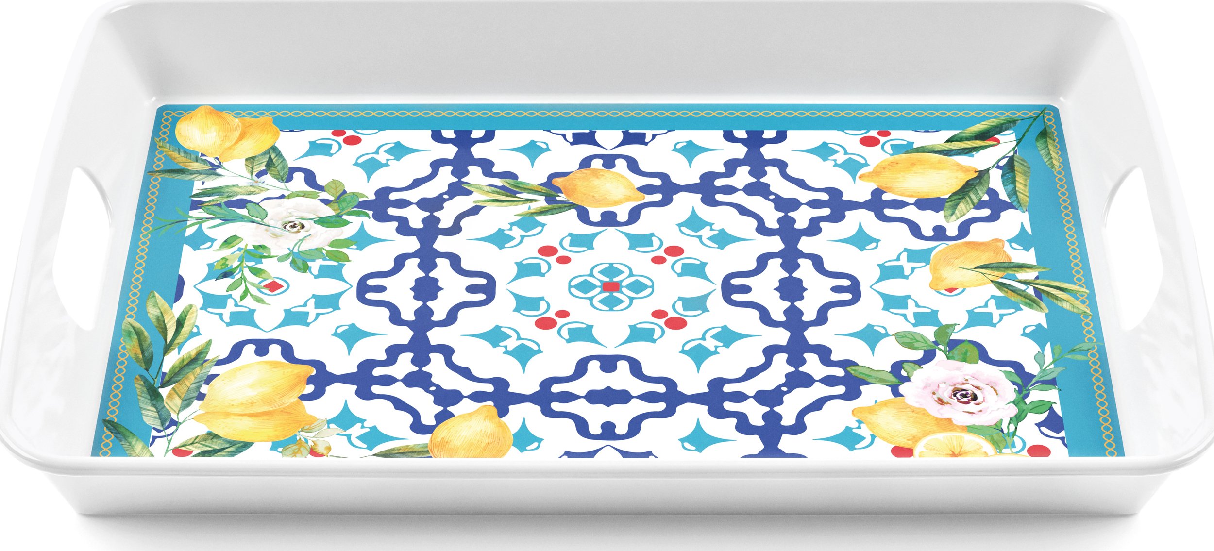 Taca do serwowania Flowers & Lemon niebieska