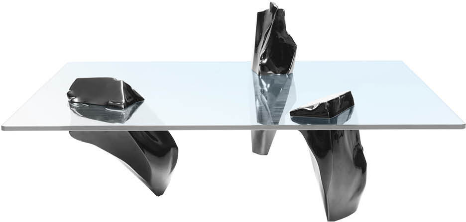 Stolik kawowy Sereno tytan ze szklanym blatem