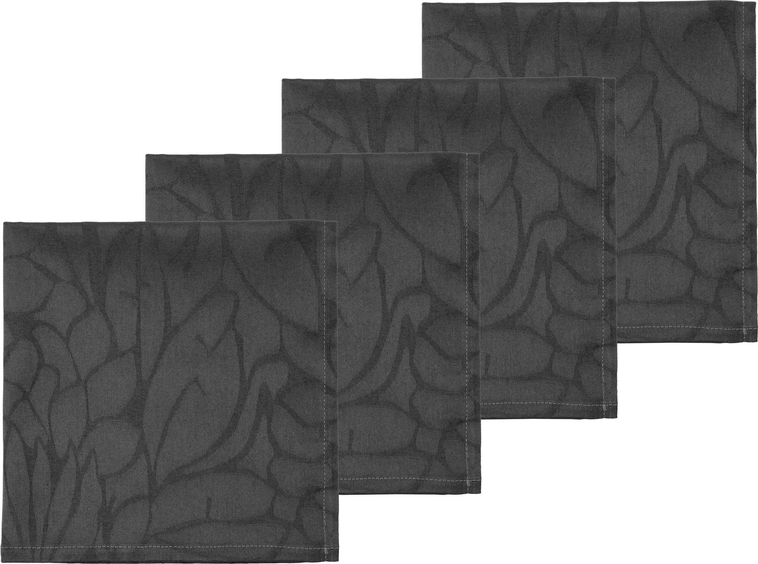 Serwetki Abstract Leaves Damask szare 4 szt.