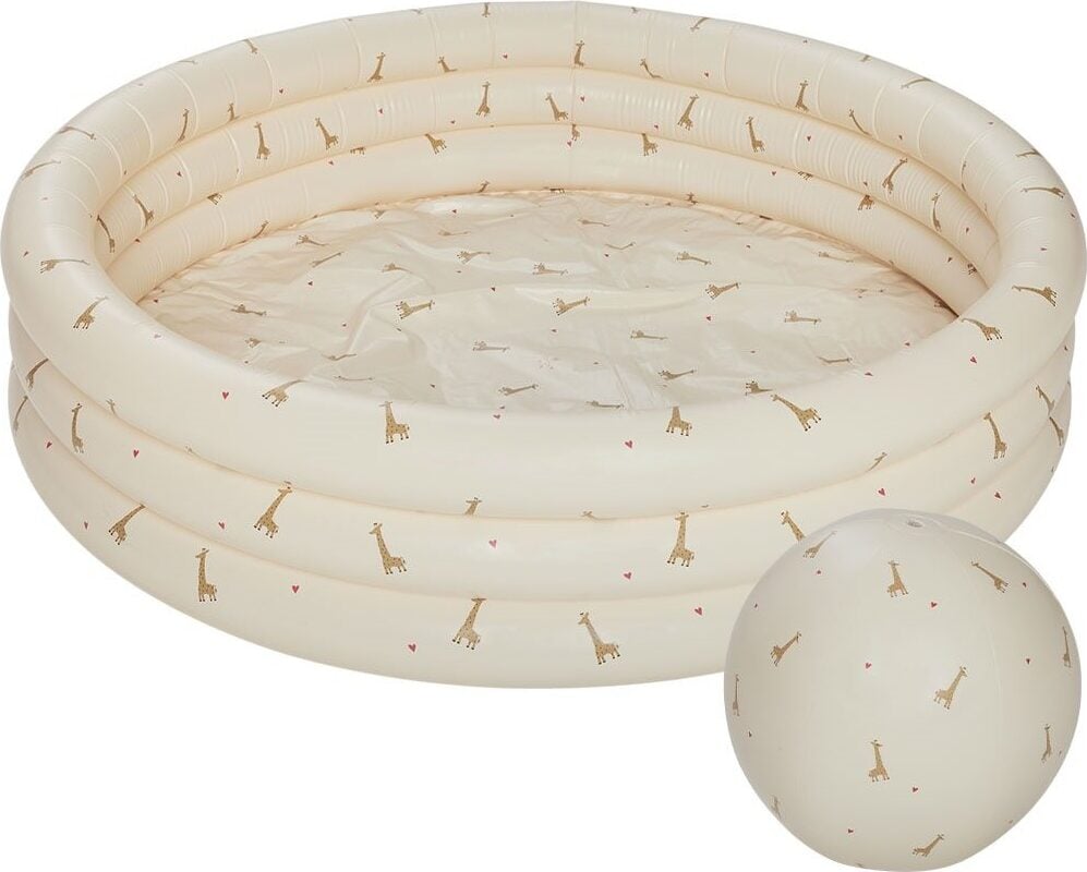 Basen dmuchany dla dzieci z piłką plażową OYOY Giraffe 120 cm żółty 2 el.