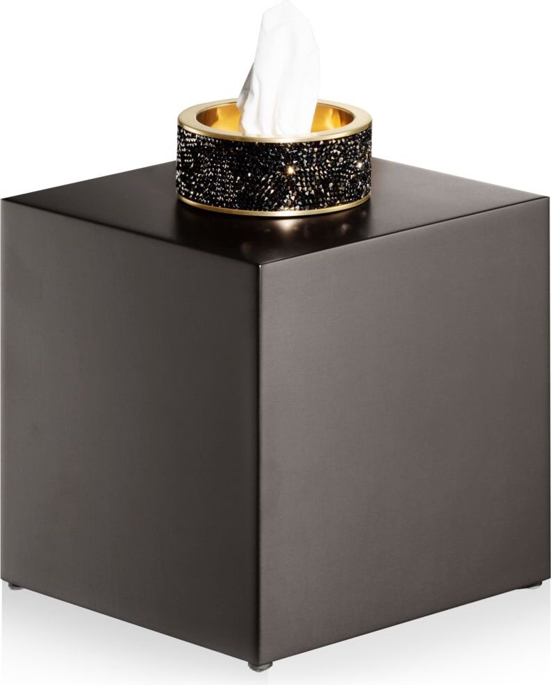 Pojemnik na chusteczki Rocks ciemny metal mat-złoty