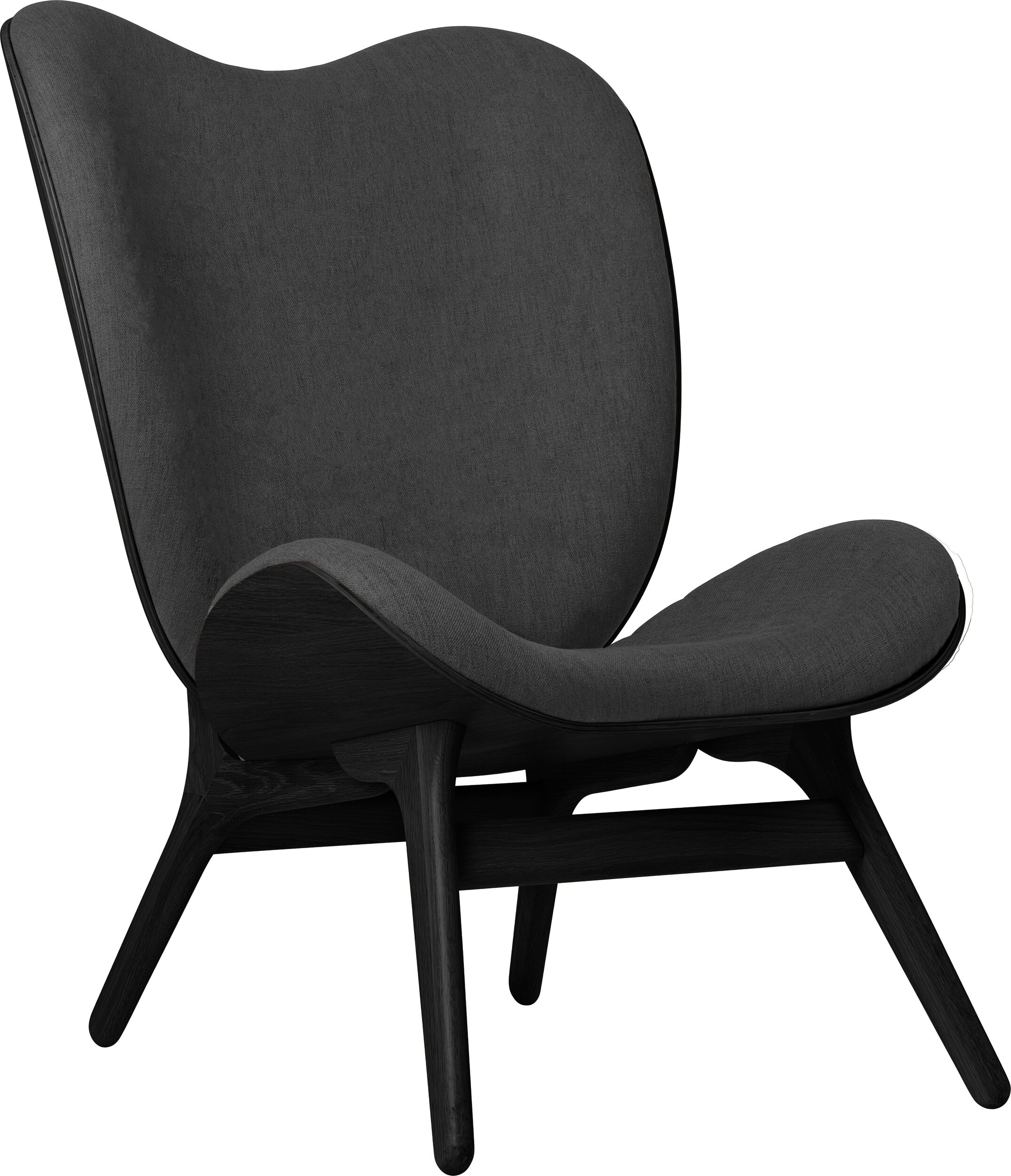 Fotel Conversation Piece 106 cm ciemnoszary na czarnych dębowych nogach