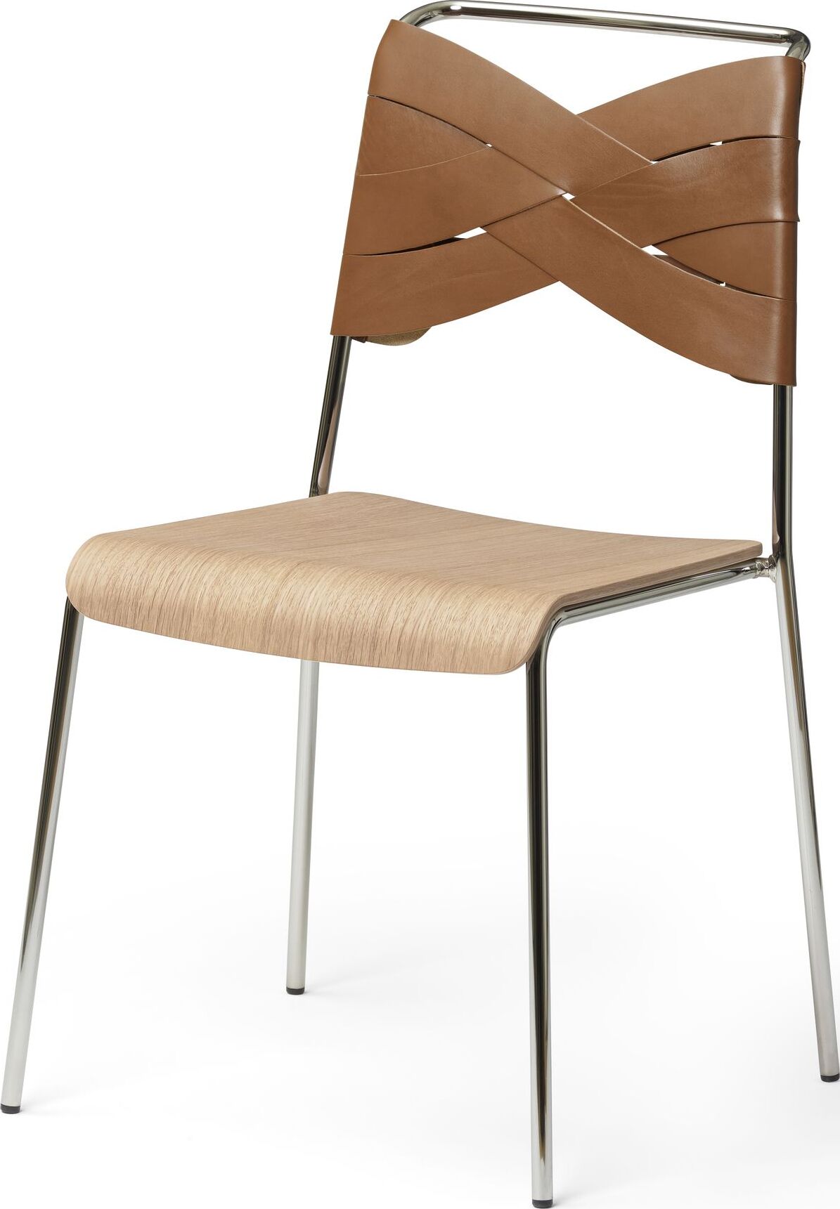 Krzesło Torso koniakowe z chromowanymi nogami