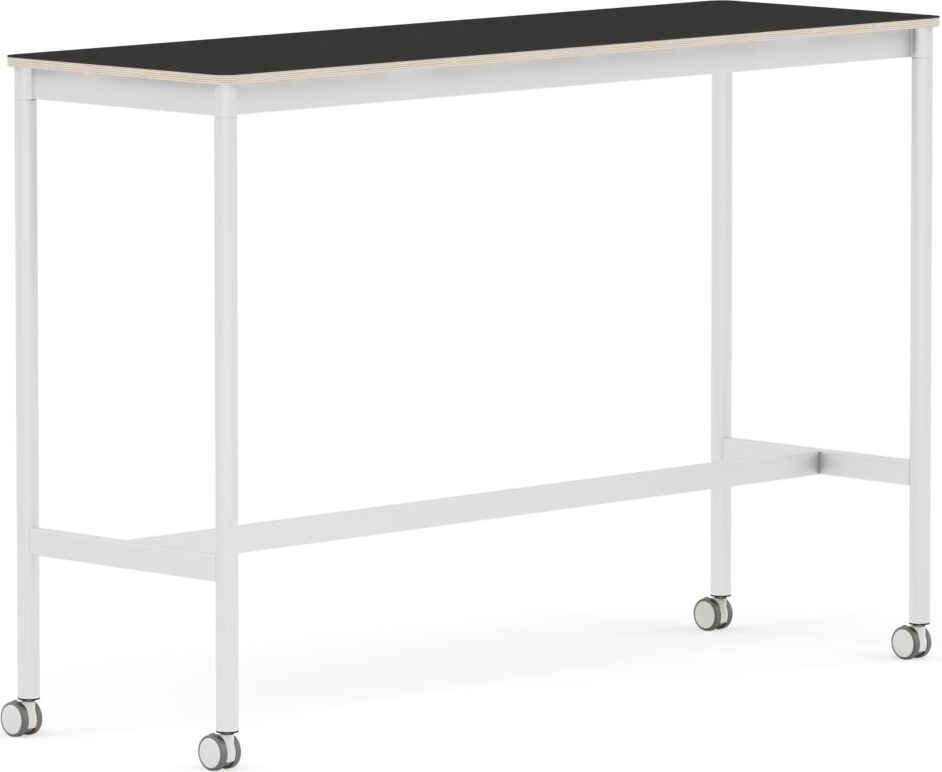 Stół na kółkach Base 50 x 160 x 105 cm czarny nanolaminat nogi białe