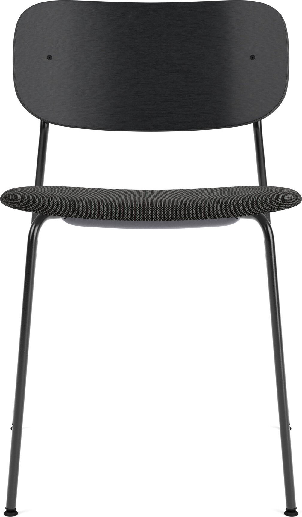 Krzesło Co czarne oparcie czarny dąb z tapicerowanym siedziskiem na czarnych nogach