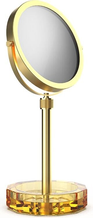 Lusterko kosmetyczne Kristall złoty mat z żółtą podstawką