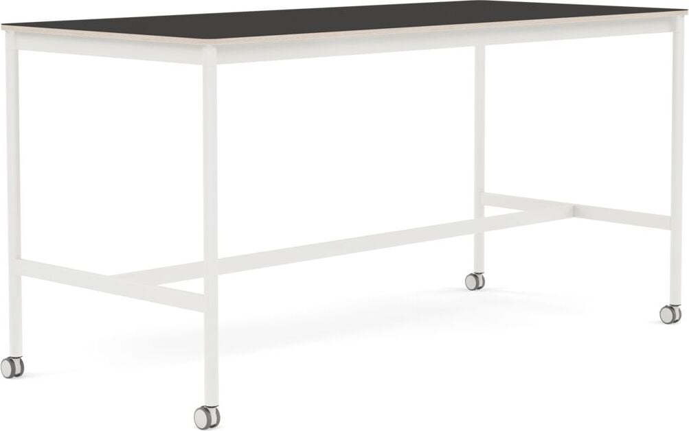 Stół na kółkach Base 85 x 190 x 95 cm czarny linoleum nogi białe