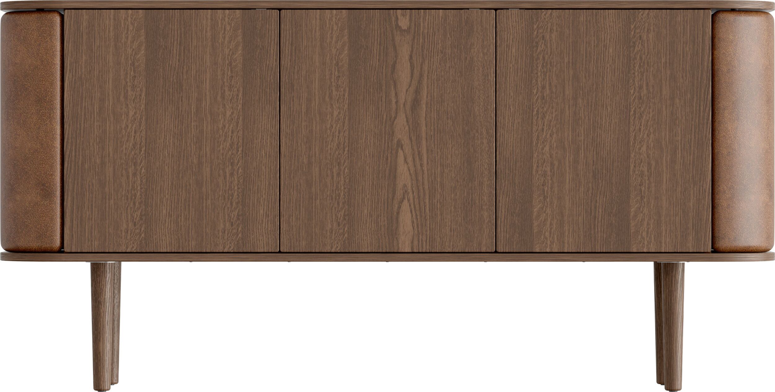 Komoda trzydrzwiowa Treasures ciemny dąb i ekoskóra