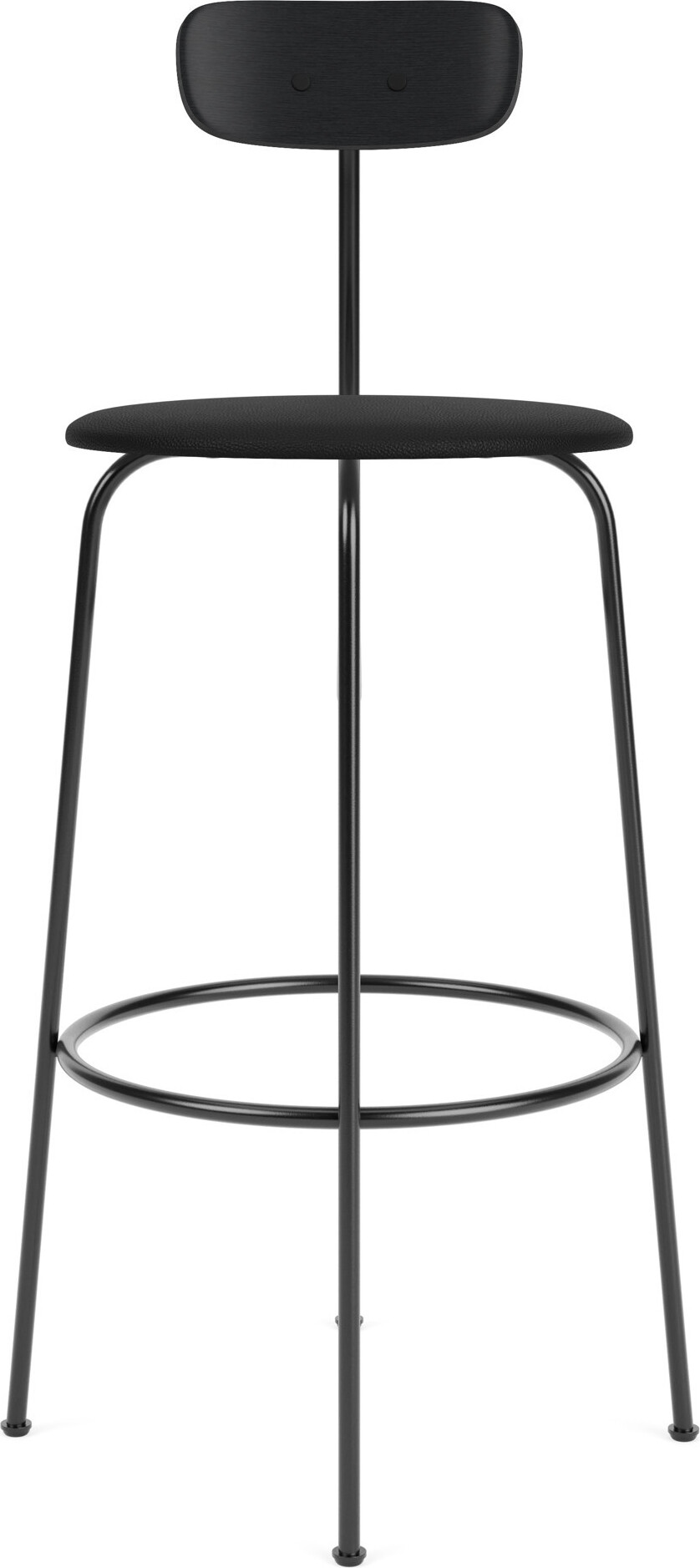 Krzesło barowe Afteroom 101 cm czarne oparcie czarny dąb siedzisko skórzane