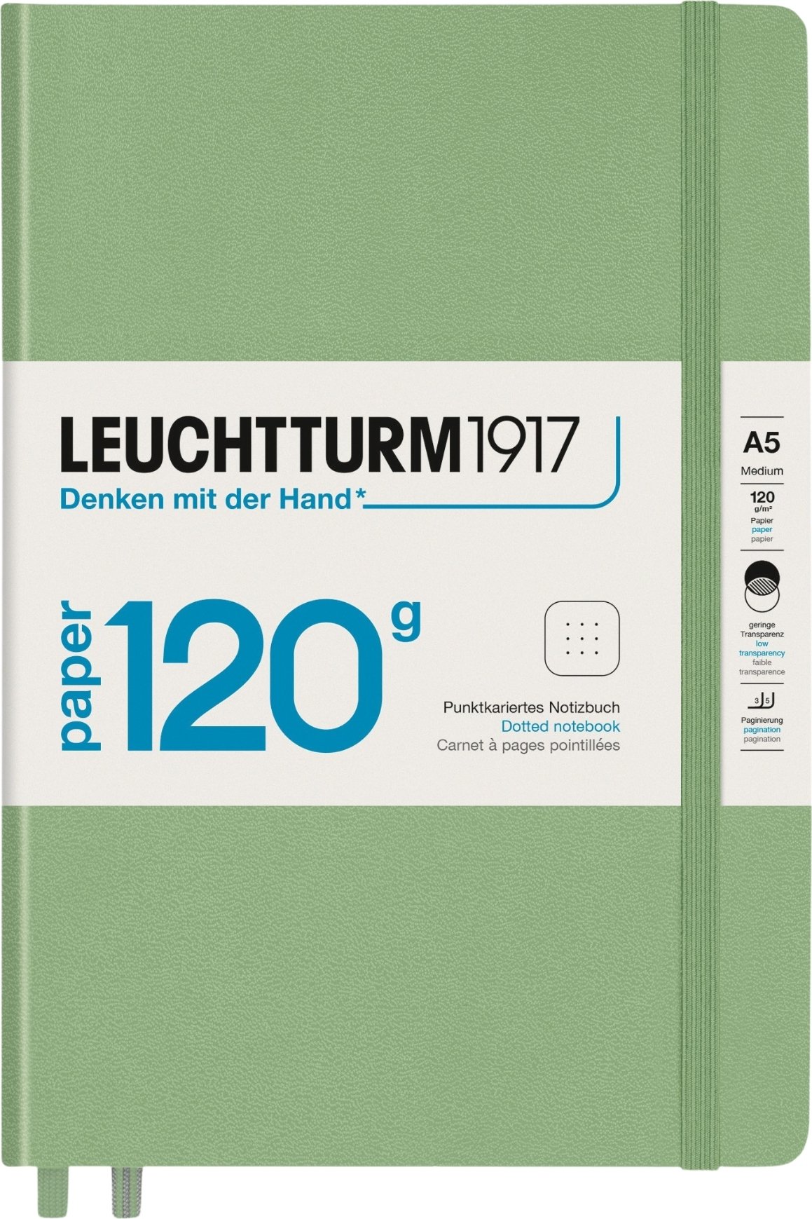 Notes w kropki w twardej oprawie Edition 120 A5 203 strony szałwiowa zieleń 120 g/m²