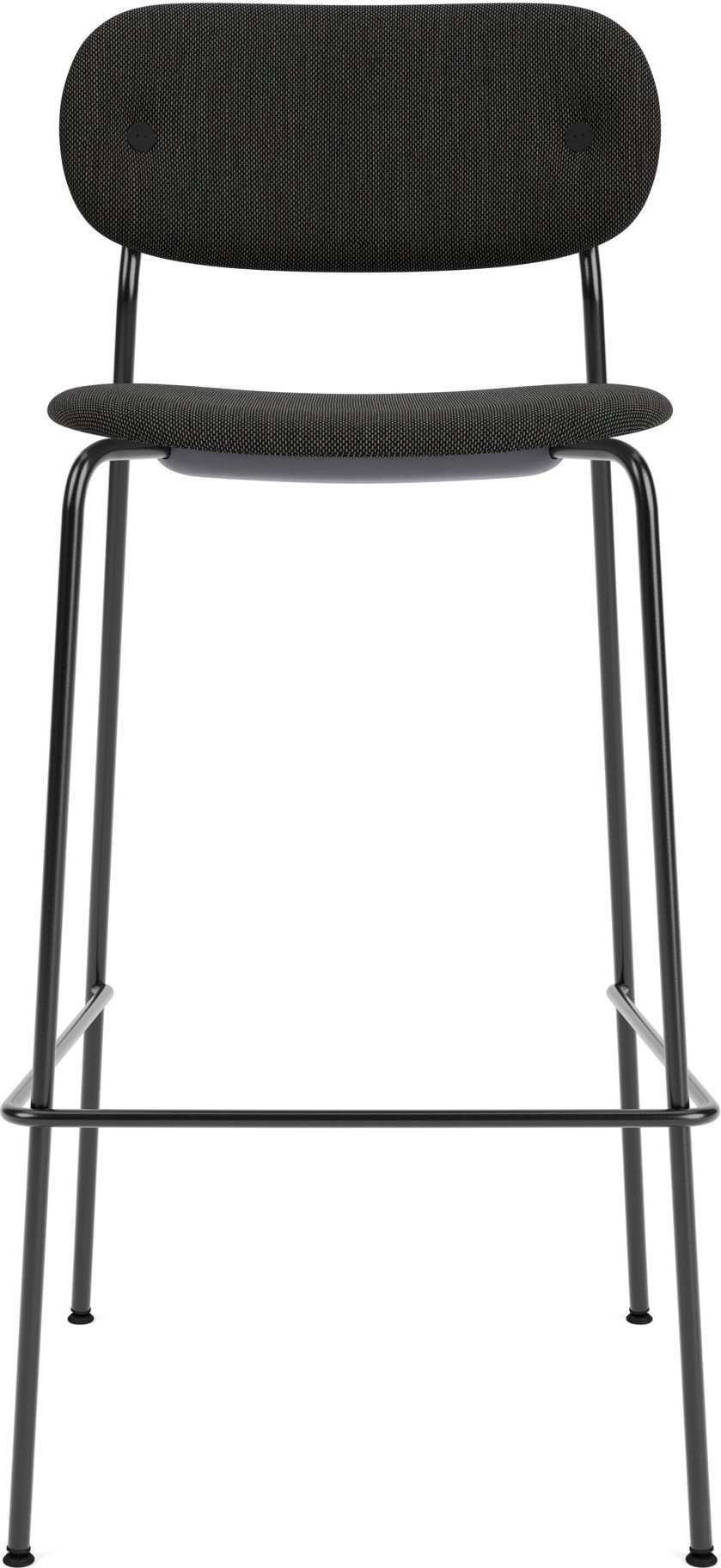 Krzesło barowe Co 105 cm czarne tapicerowane na czarnych nogach