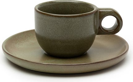 Filiżanka do espresso ze spodkiem Surface 100 ml ciemnozielona