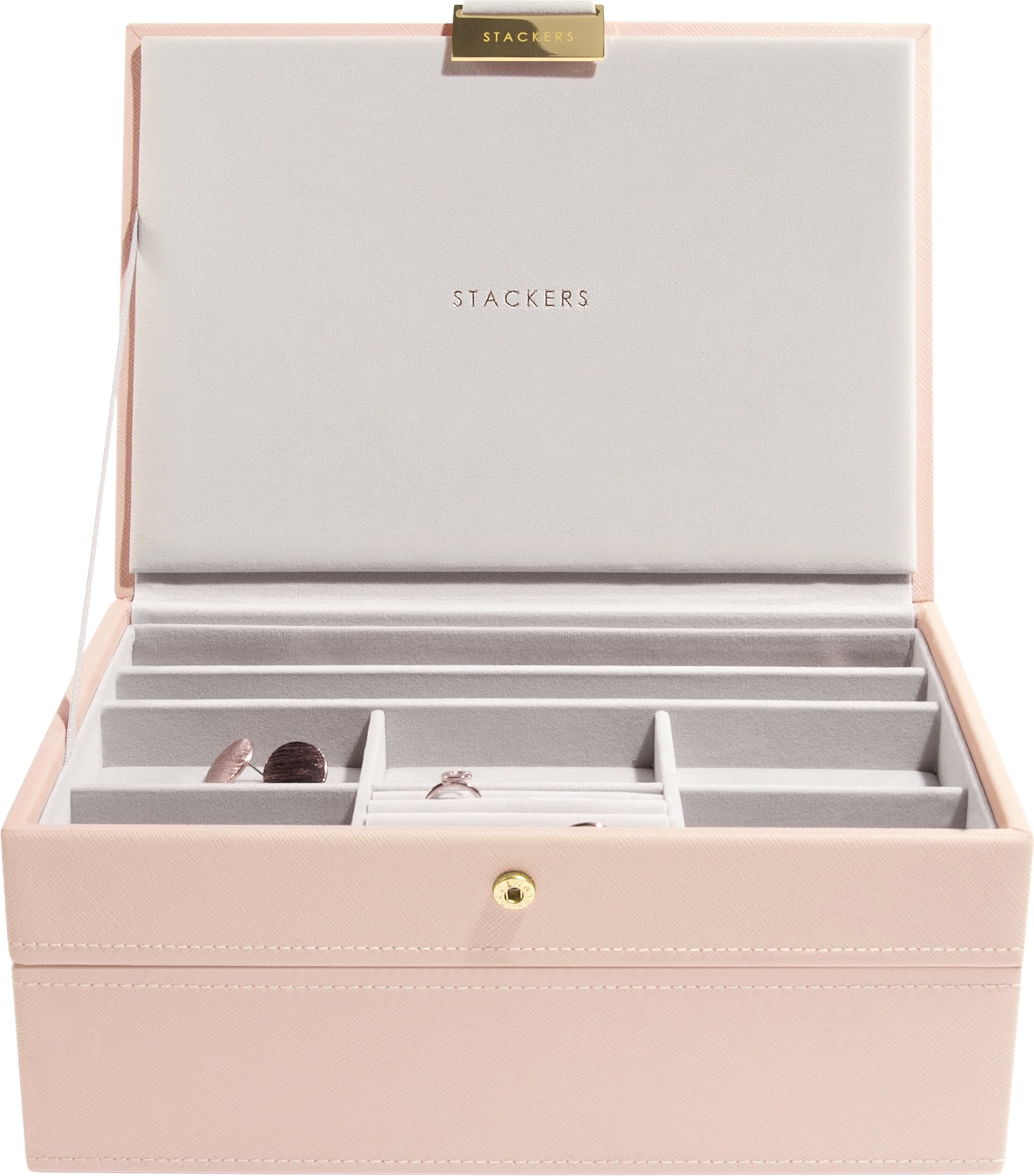 Szkatułka na biżuterię Stackers podwójna classic różowo-szampańska