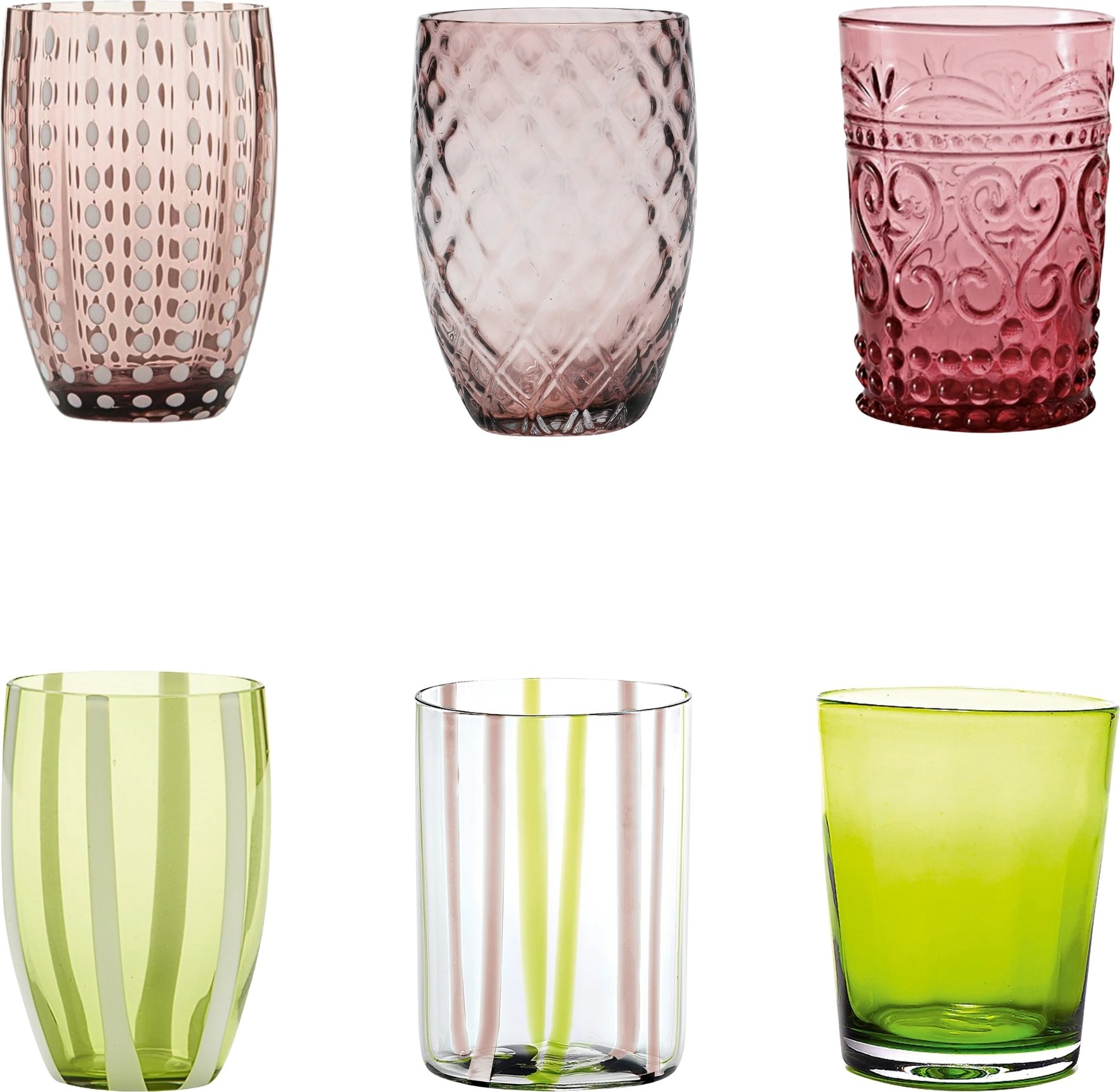 Szklanki Melting Pot zielone i ametystowe 6 szt.