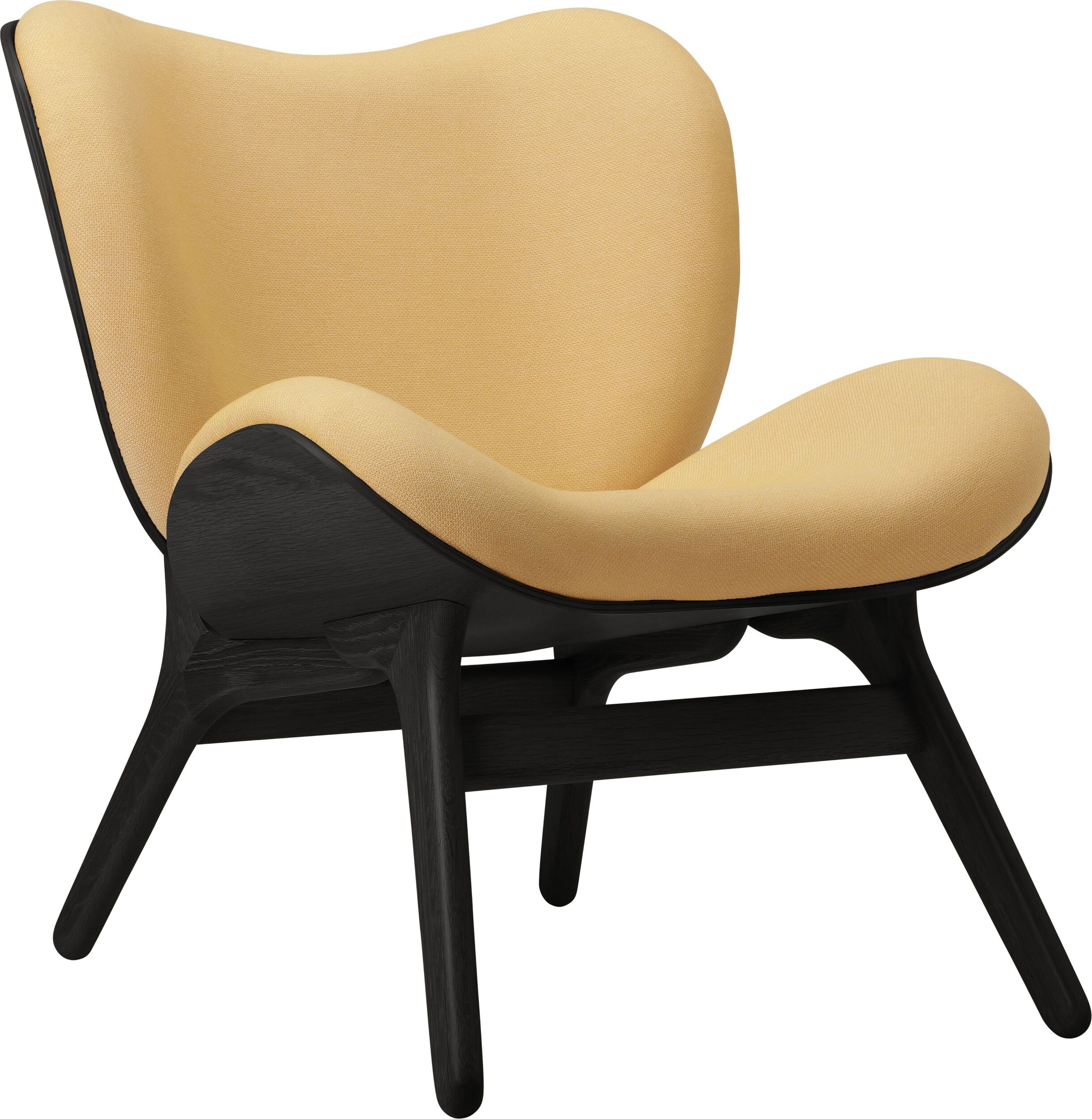 Fotel Conversation Piece jasnobeżowy na czarnych dębowych nogach