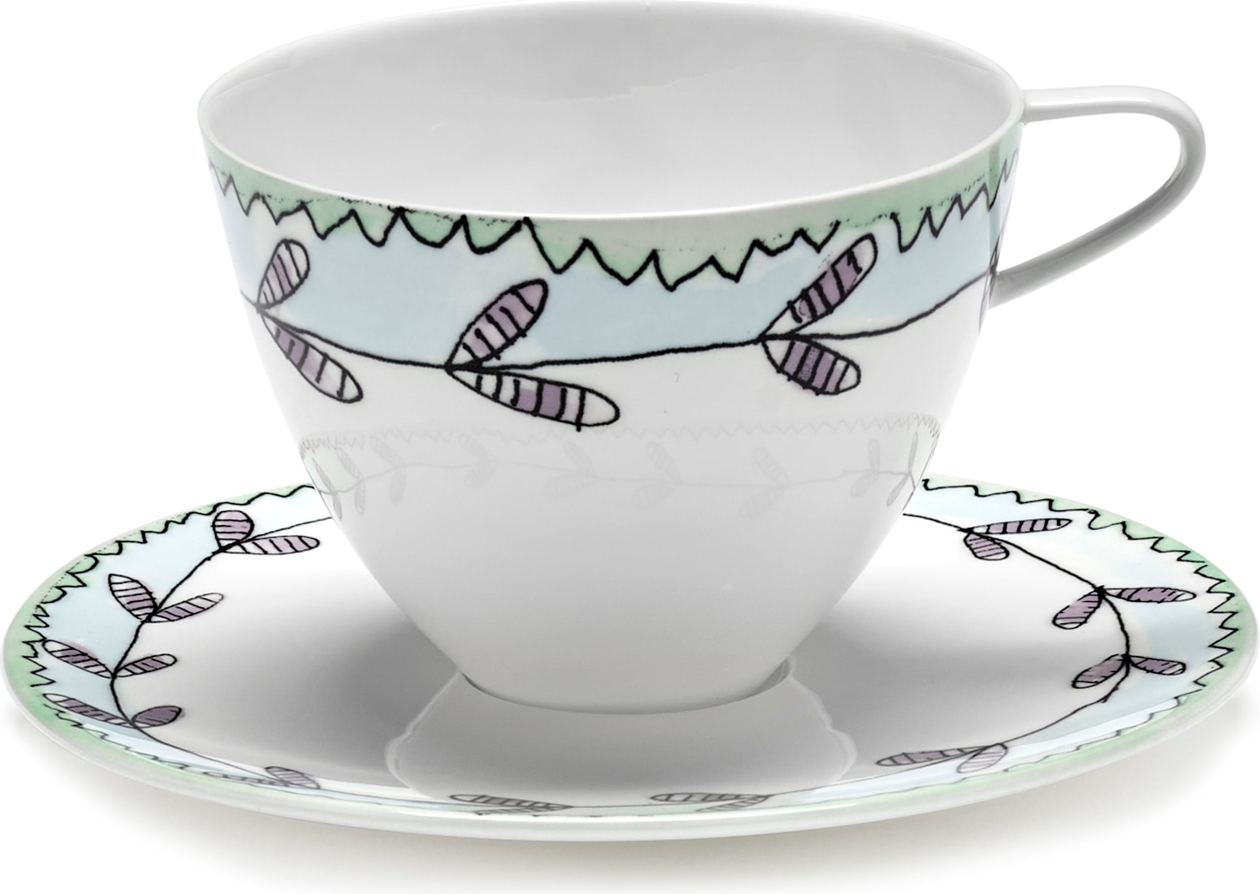 Filiżanka do cappuccino ze spodkiem Midnight Flowers Blossom Milk 200 ml 2 el.