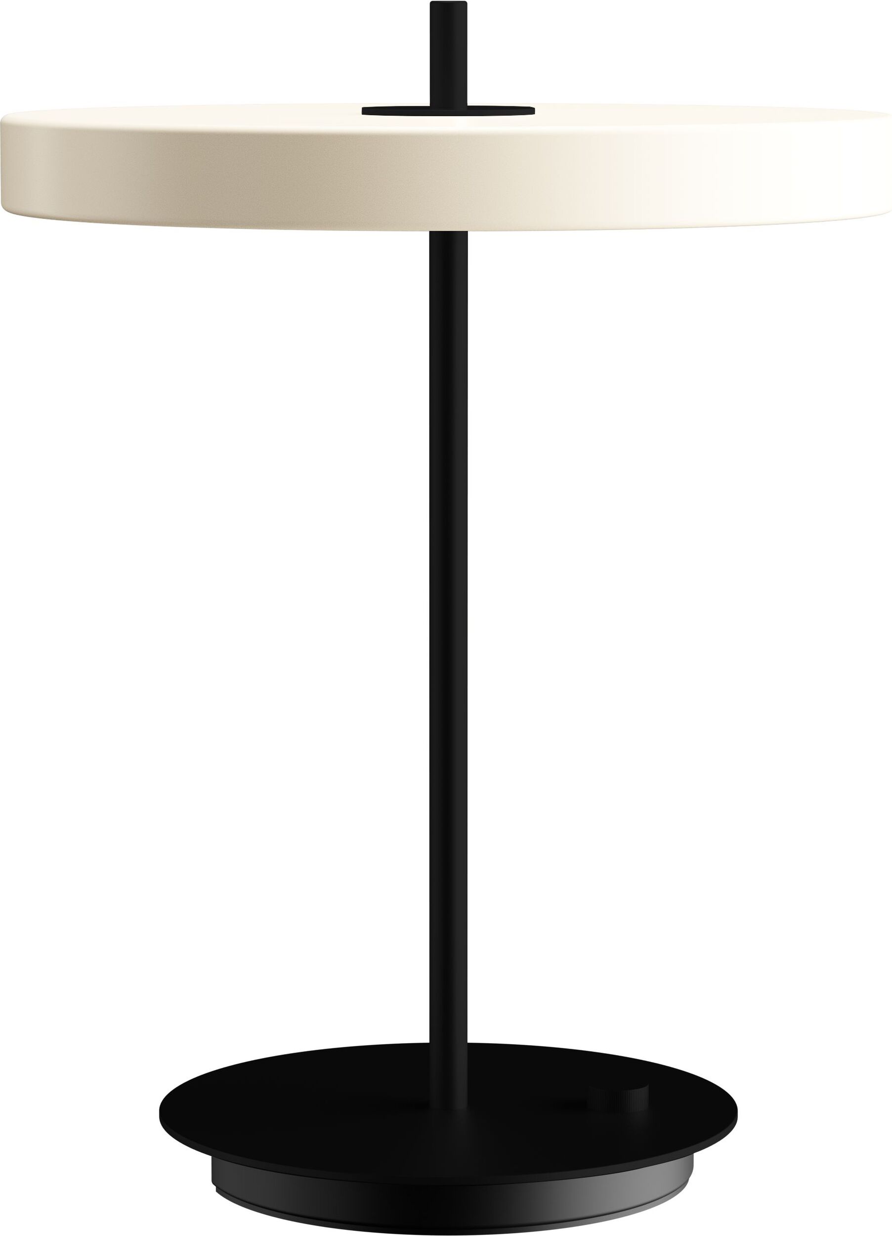 Lampa stołowa Asteria perłowa biel z czarną podstawą