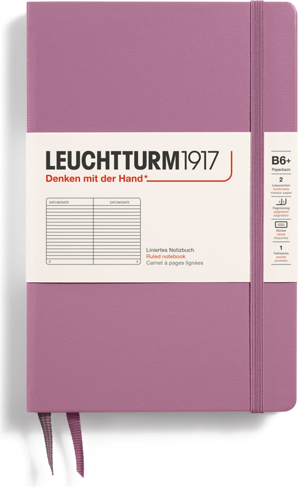 Notes w linię w twardej oprawie Leuchtturm 1917 B6+ 219 stron brudny róż 80 g/m²