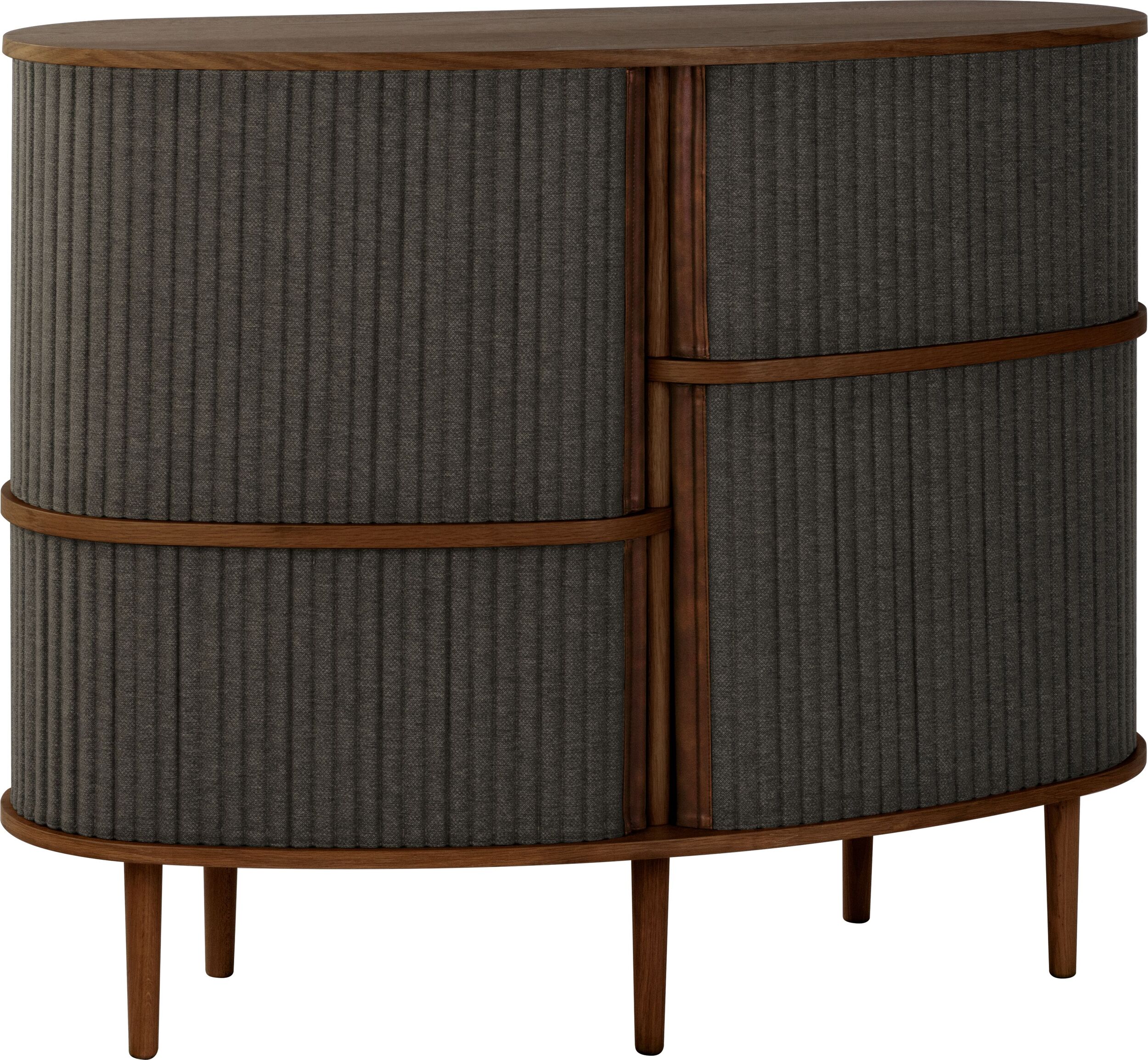 Szafka Audacious wysoka ciemnoszara na ciemnych dębowych nogach