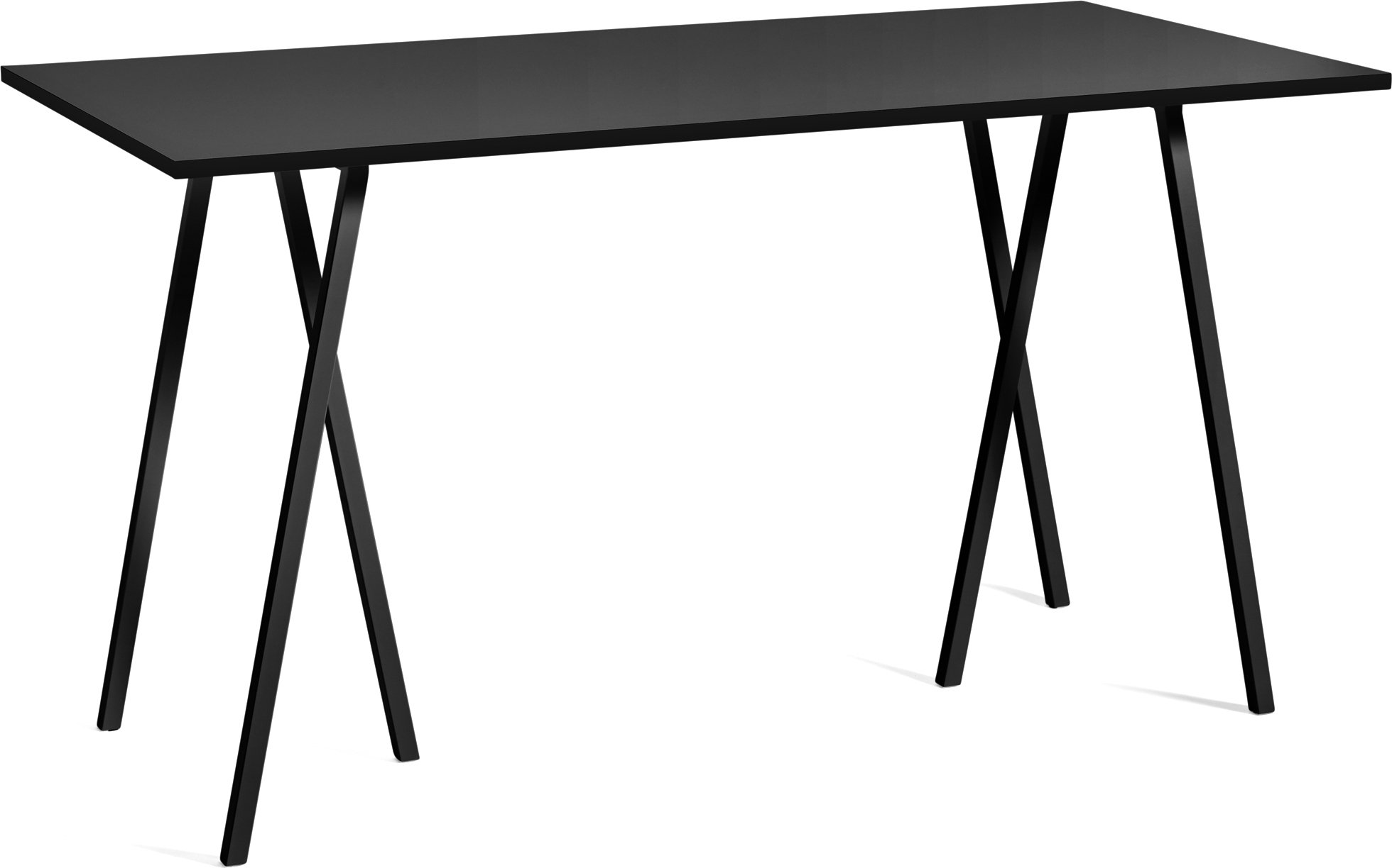 Stół Loop Stand wysoki 180 cm wzmocniony blat jesion z czarnym linoleum nogi czarne