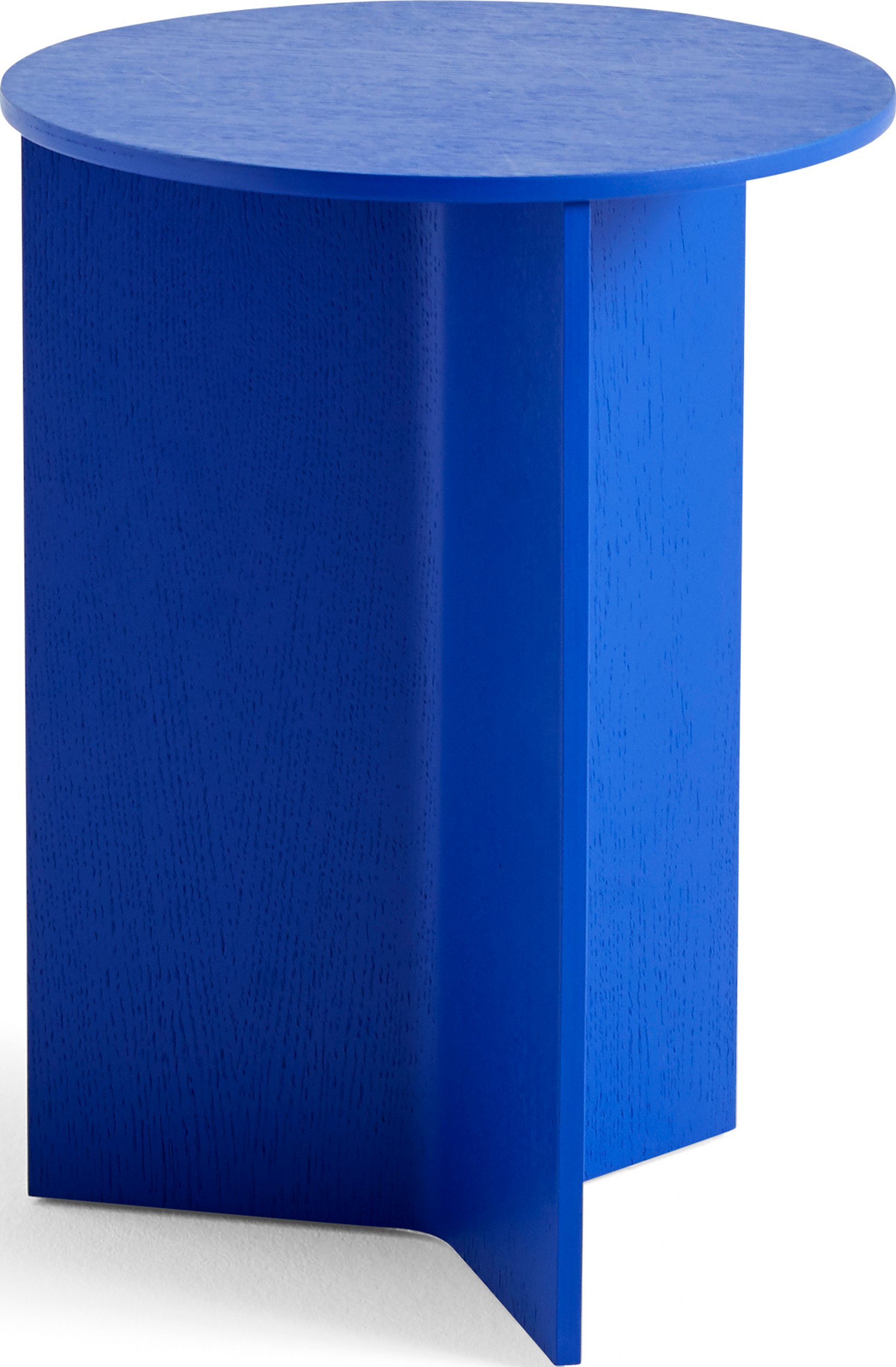 Stolik boczny Slit okrągły 35 cm niebieski drewniany