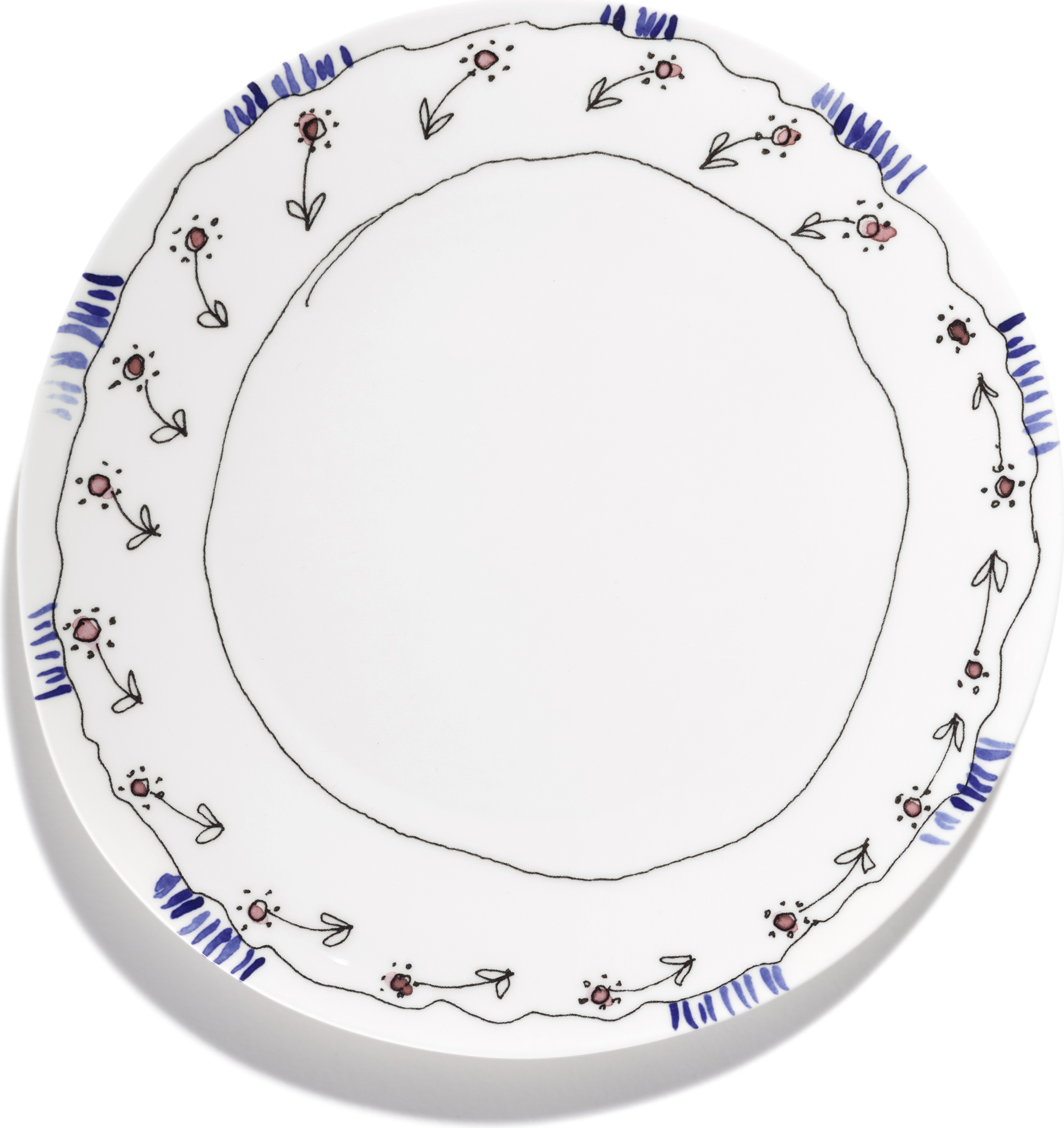 Talerz obiadowy Midnight Flowers Anemone Milk 28 cm