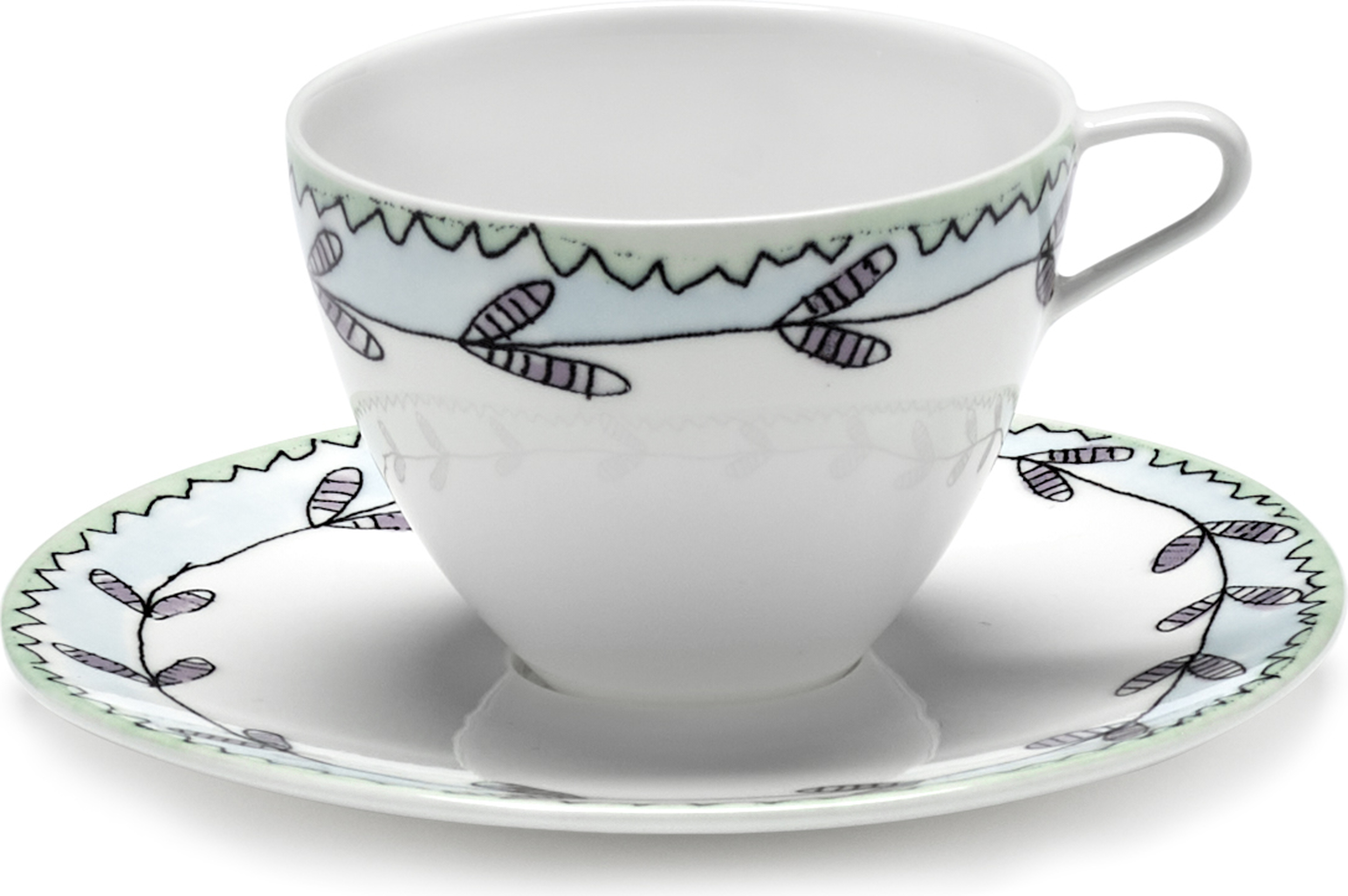 Filiżanka do kawy ze spodkiem Midnight Flowers Blossom Milk 80 ml 2 el.