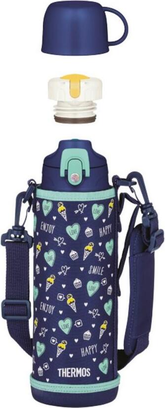 Termos dla dzieci z 2 nakrętkami w etui Active 1 l fioletowy