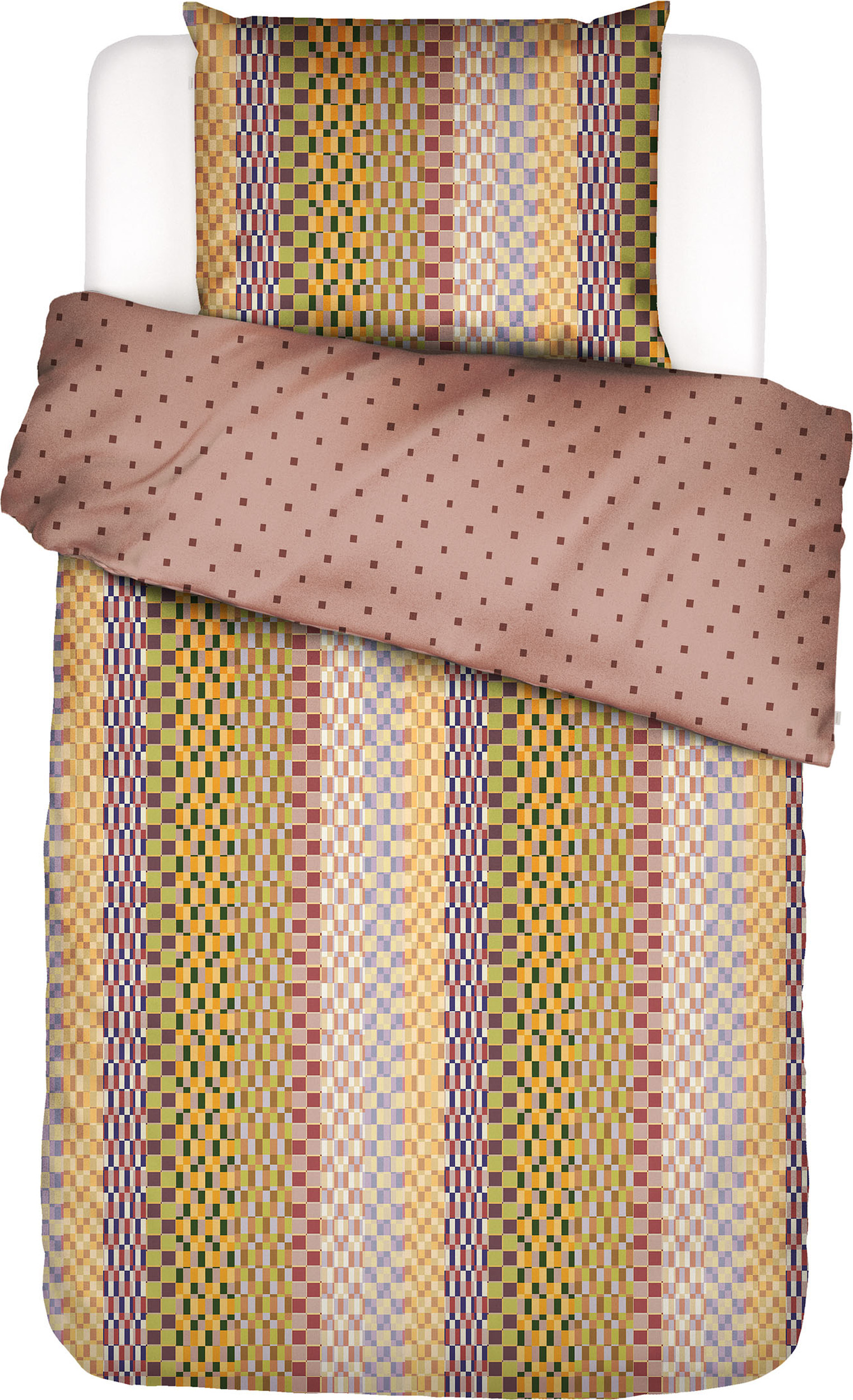 Pościel Stach 140 x 200 cm antyczny róż z poszewką na poduszkę 70 x 90 cm zapięcie suwak