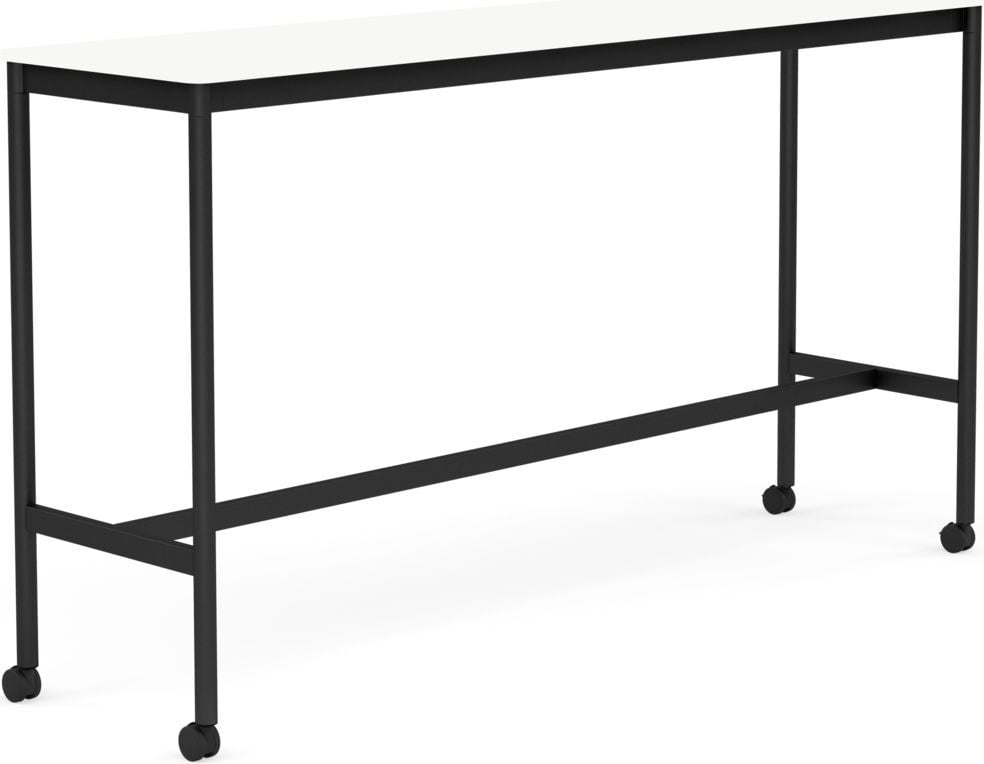 Stół na kółkach Base 50 x 190 x 105 cm biały laminowany ABS nogi czarne