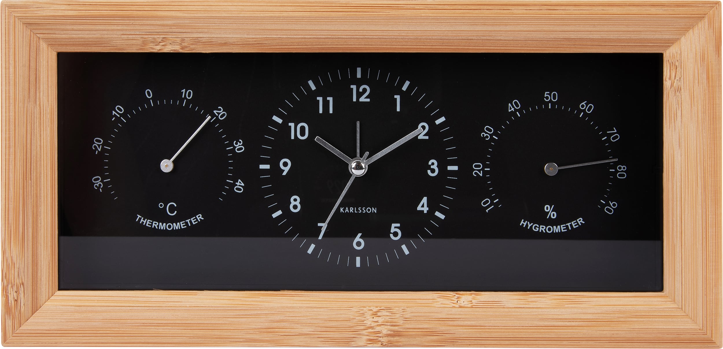 Budzik Neat Bamboo prostokątny czarny